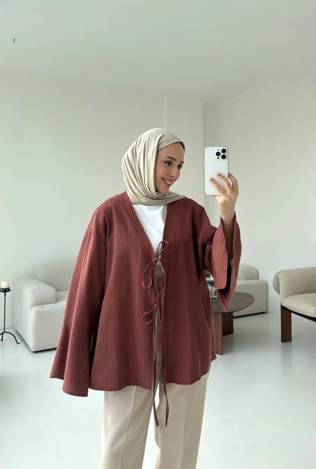 Kol Detay Kimono Kiremit