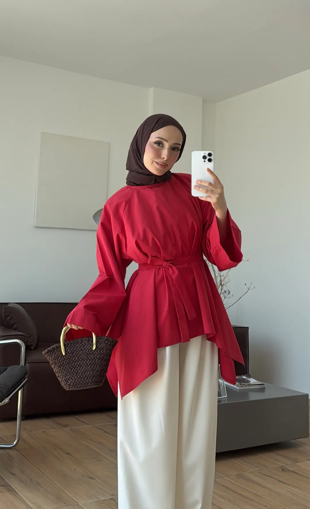 Dalgalı Tunik Kırmızı