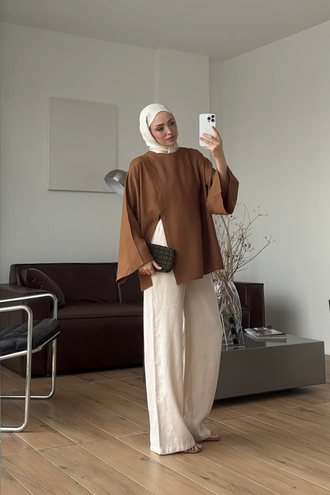 Kapaklı Bluz Açık Kahve