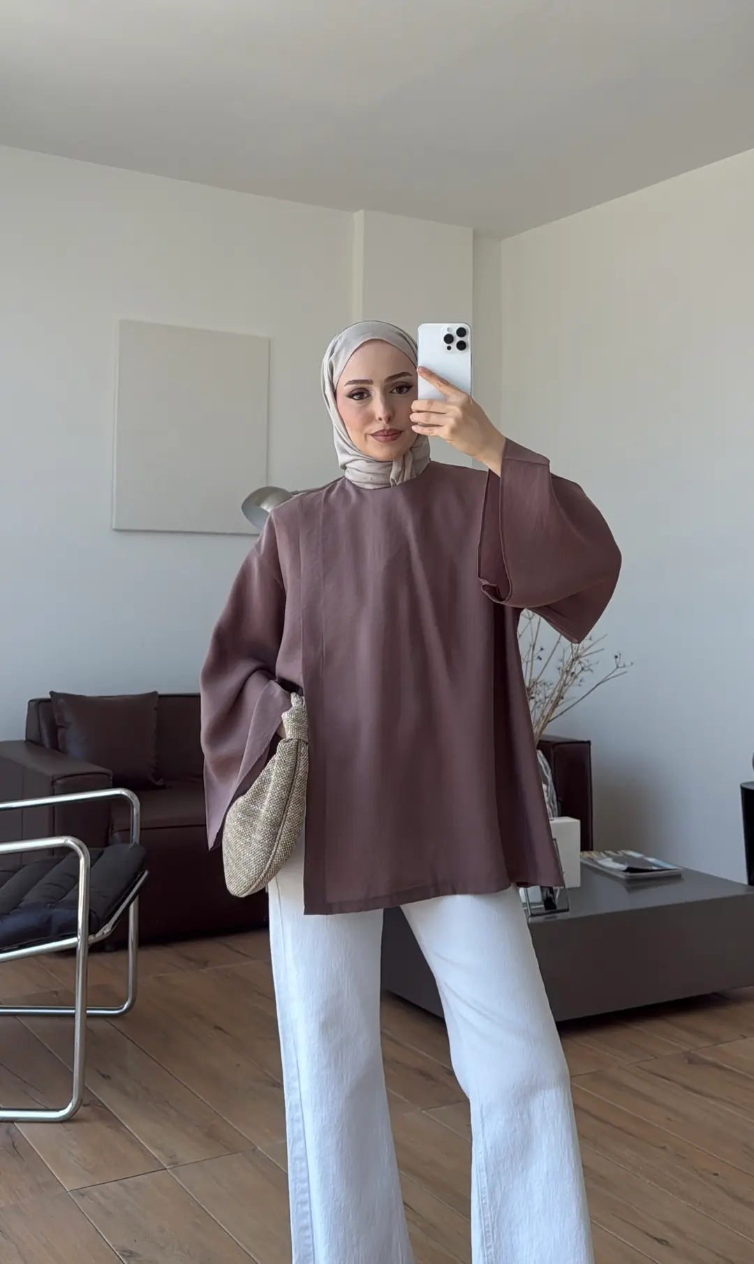 Blùm Yırtmaç Detay Bluz Vizon