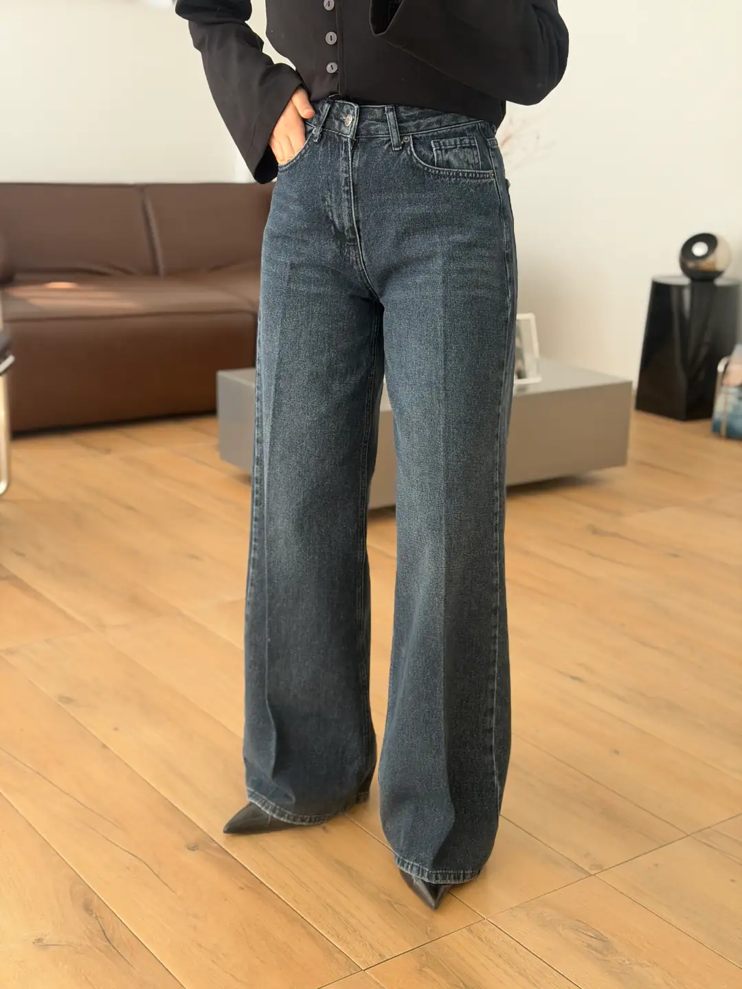 Koyu Mavi Wide Leg Jean