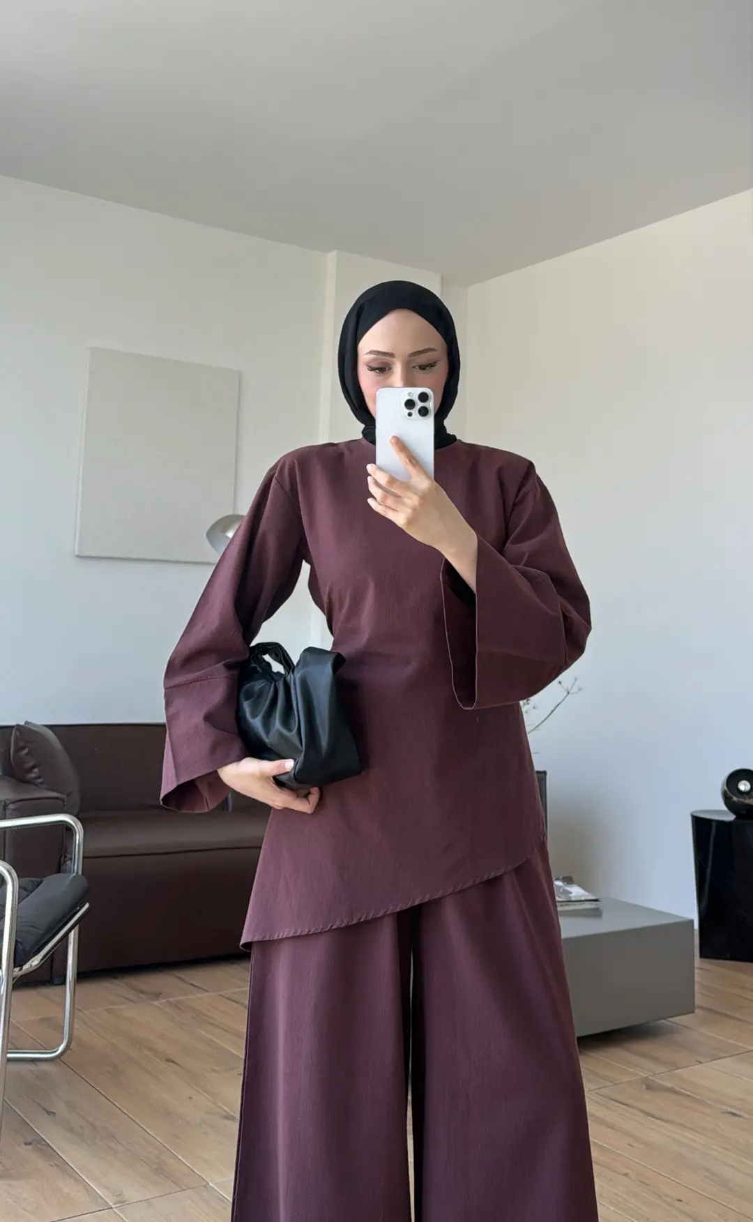 Yırtmaçlı Takım Bordo