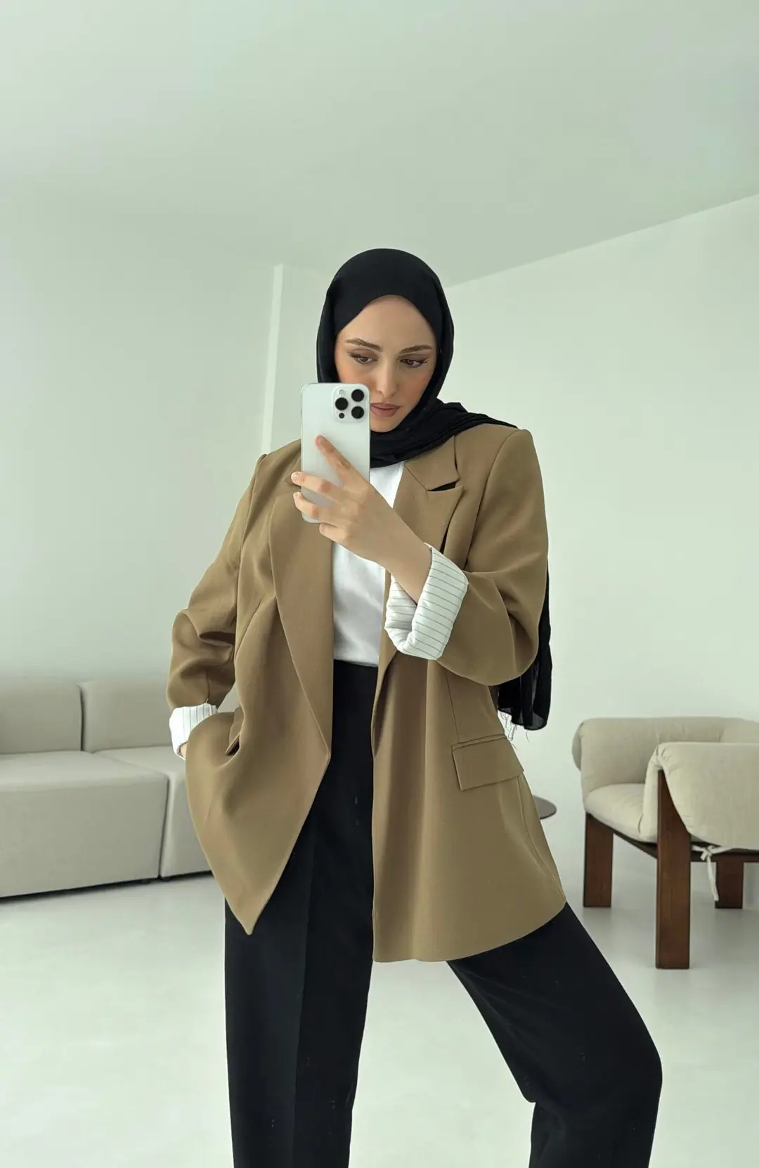 Kolu Katlamalı Blazer Olive