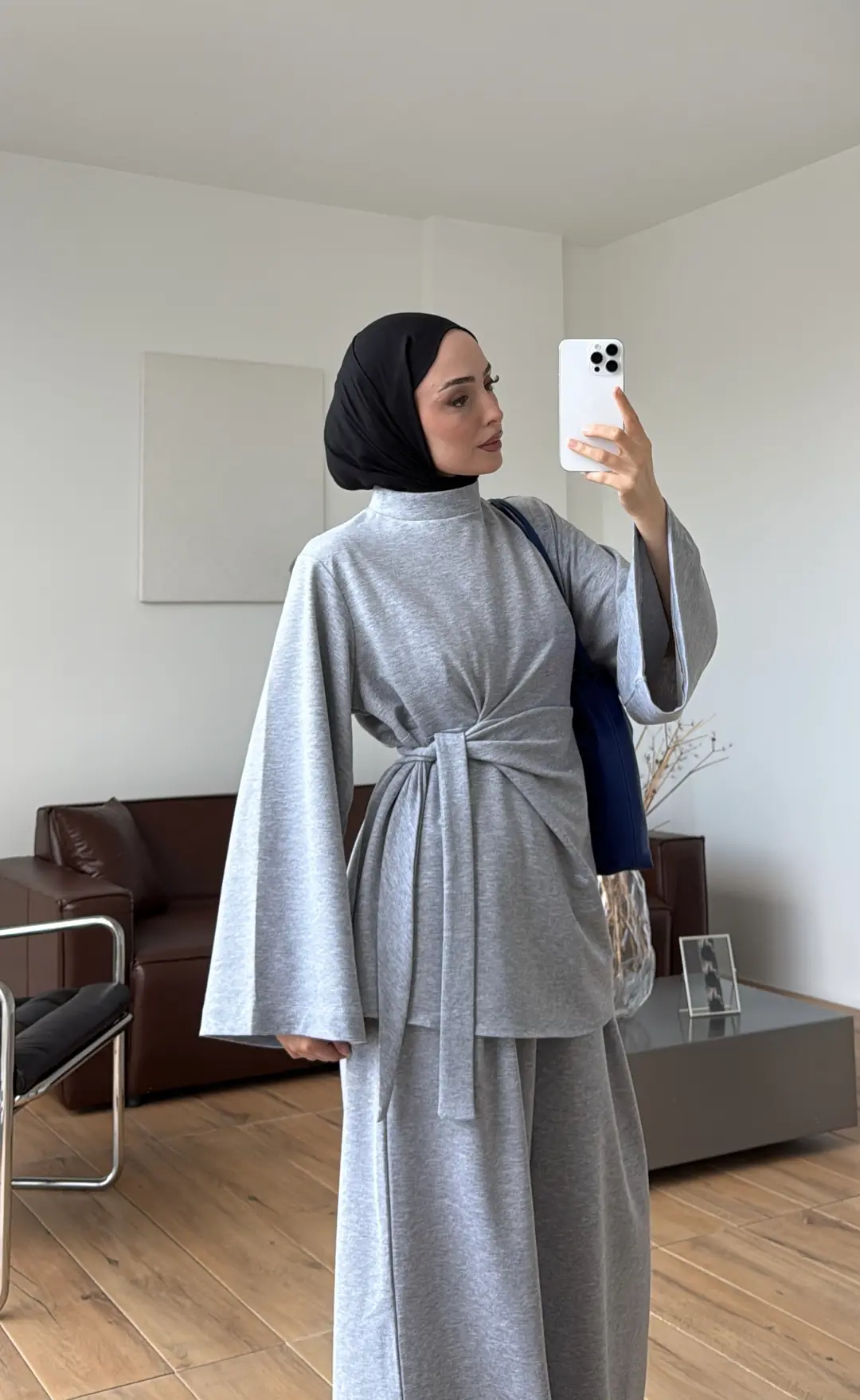 Bel Bağlamalı Penye Takım Melanj