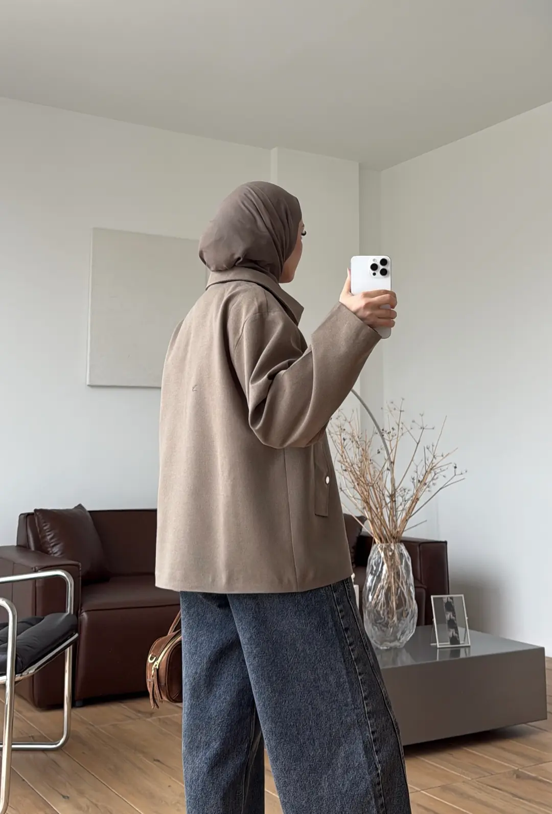 Çift Fermuarlı Ceket Vizon