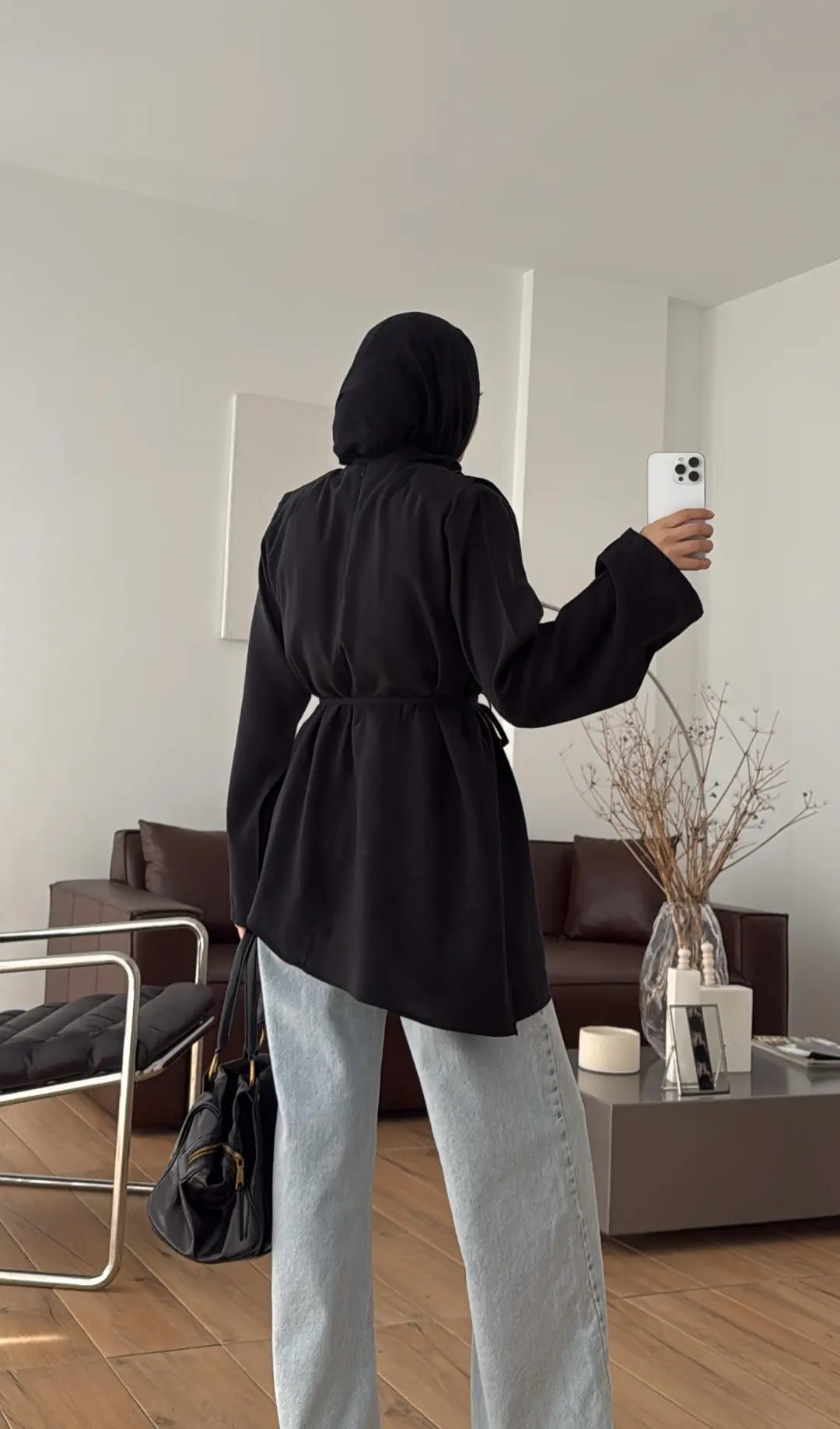 Vatkalı Asimetrik Bluz Siyah