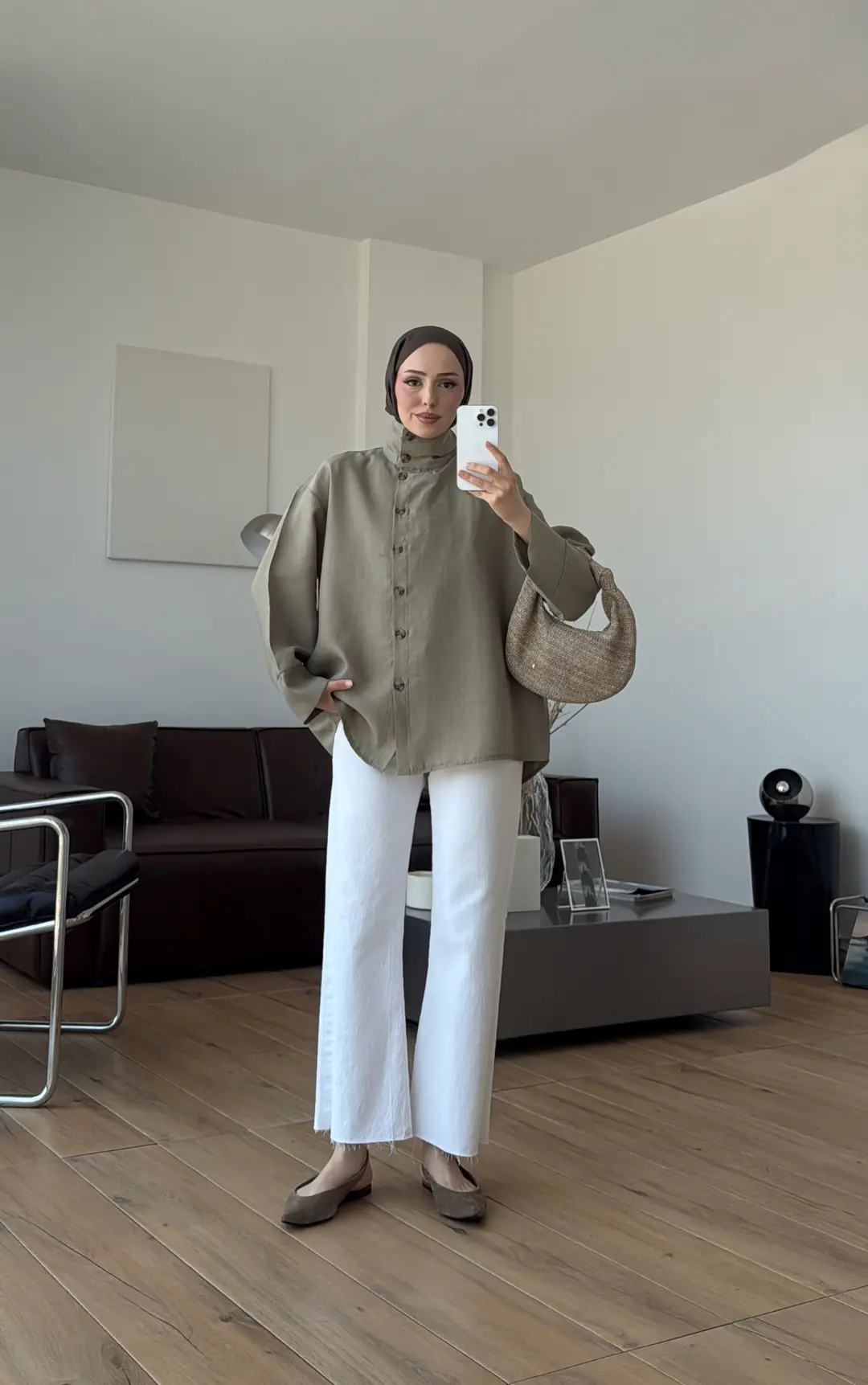 Dik Yaka Gömlek Olive