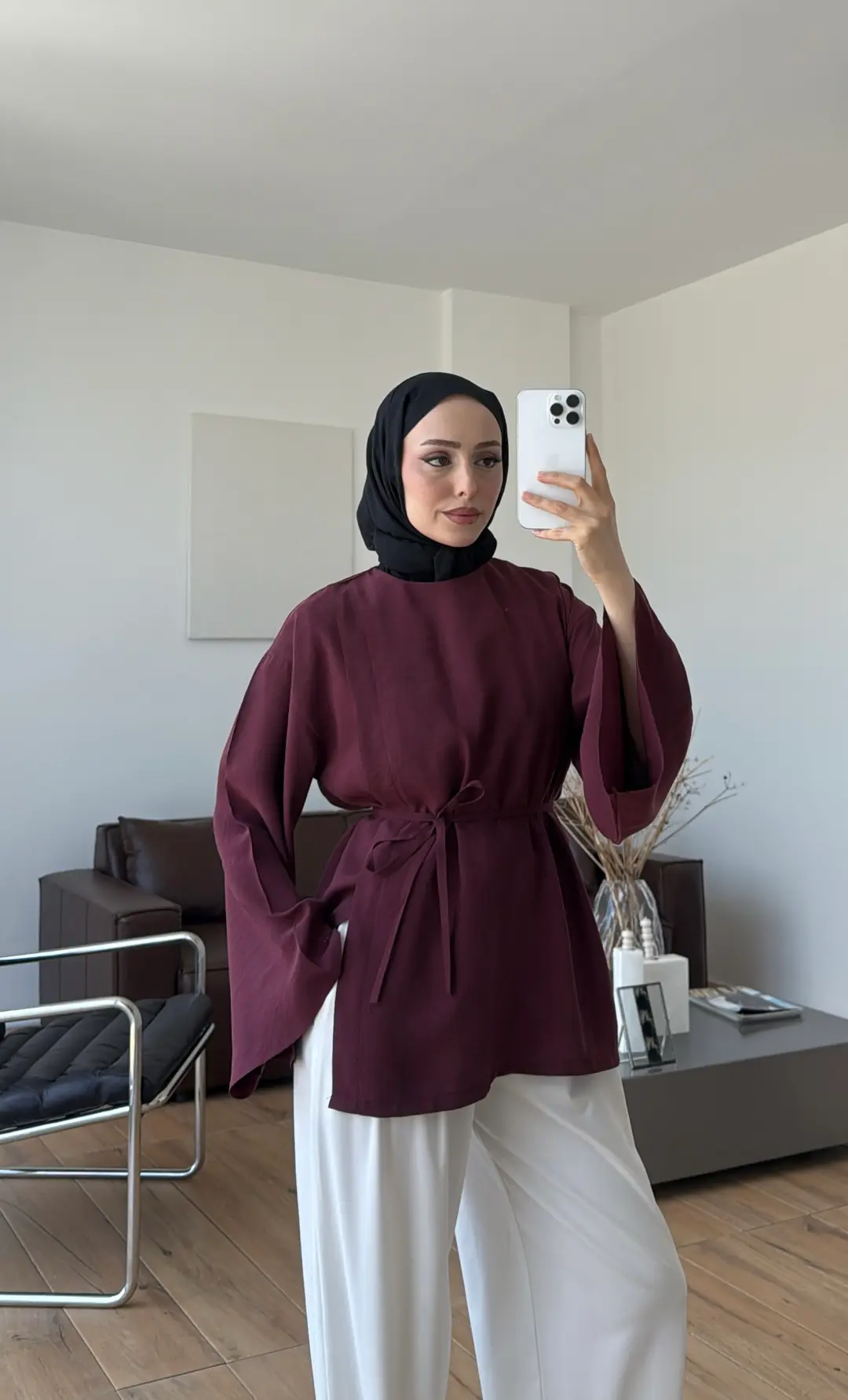 Blùm Yırtmaç Detay Bluz Bordo