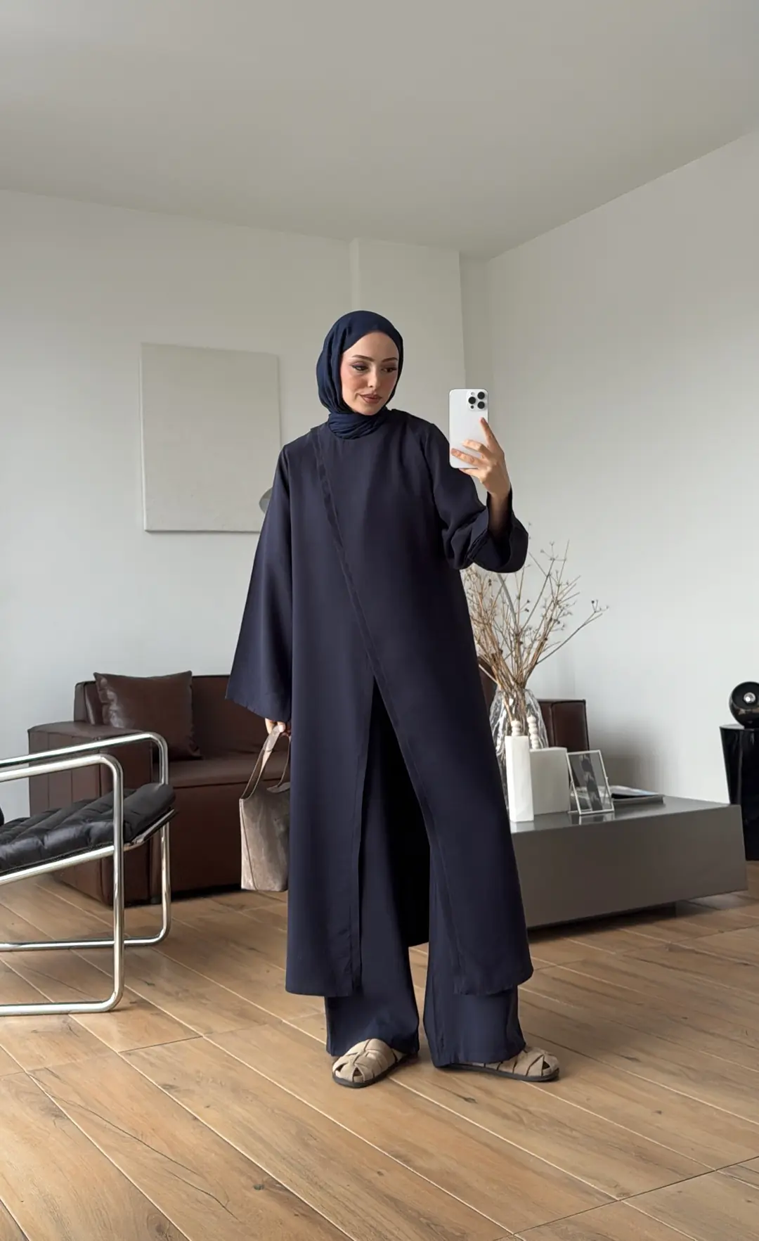 Uzun Çapraz Tunikli Takım Lacivert