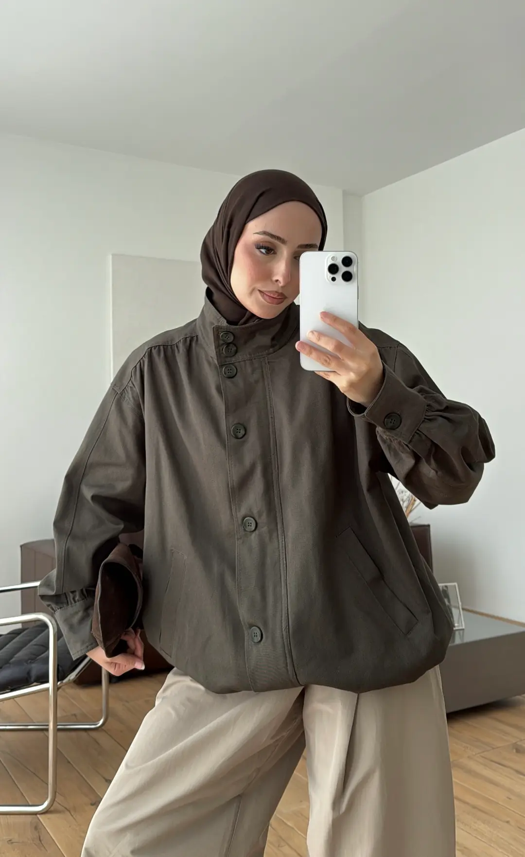 Gabardin Bomber Ceket Haki