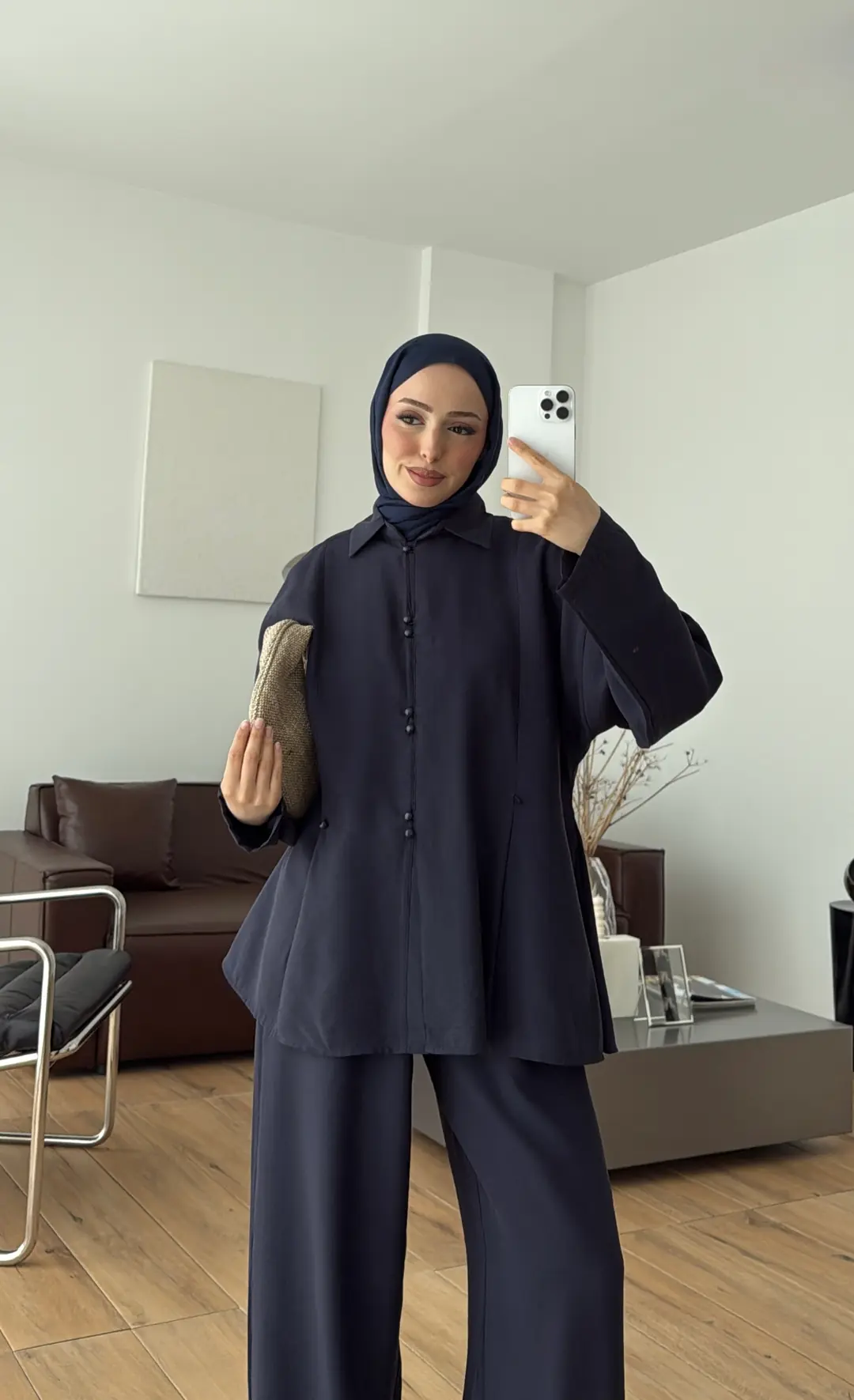 Top Düğmeli Tasarım Takım Lacivert