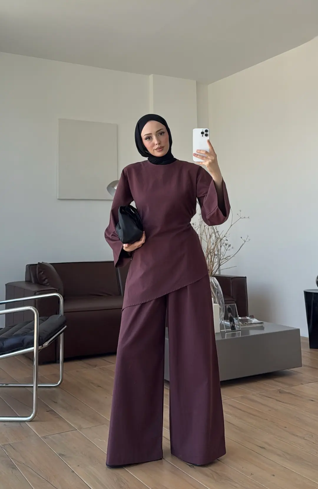 Yırtmaçlı Takım Bordo