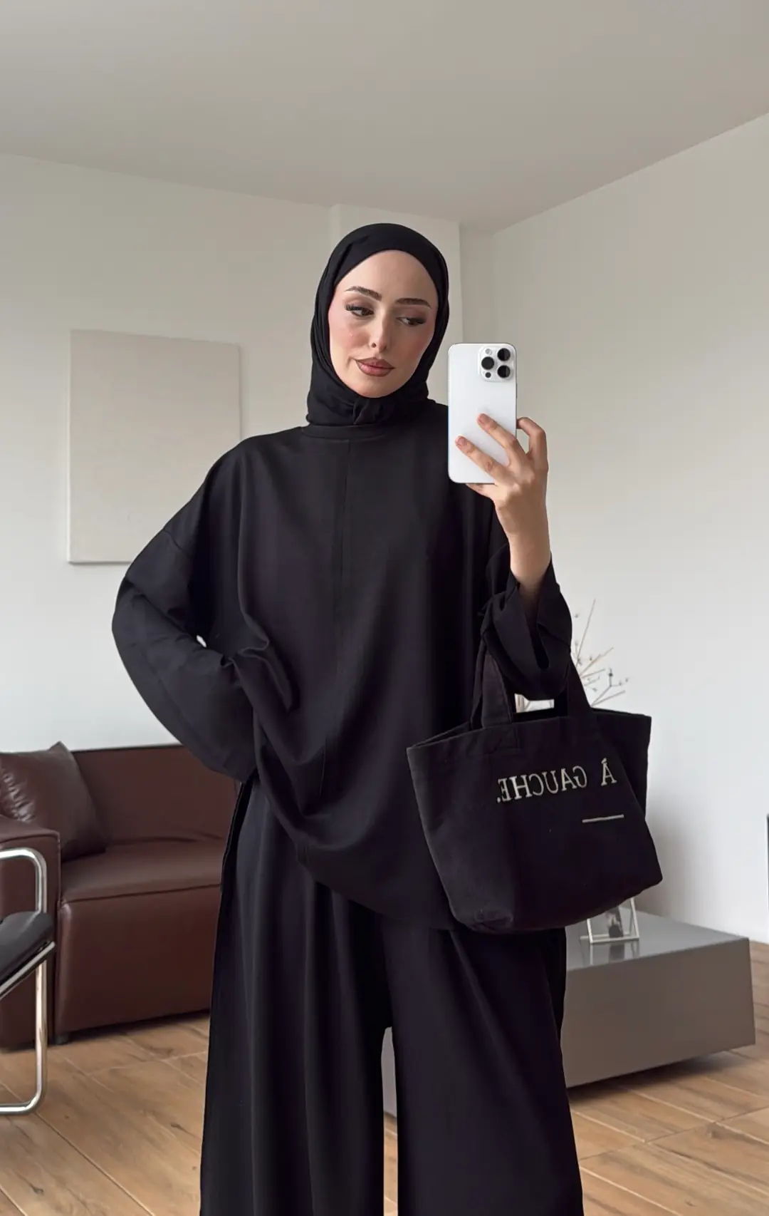 Oysho Dökümlü Bluzlu Takım Siyah