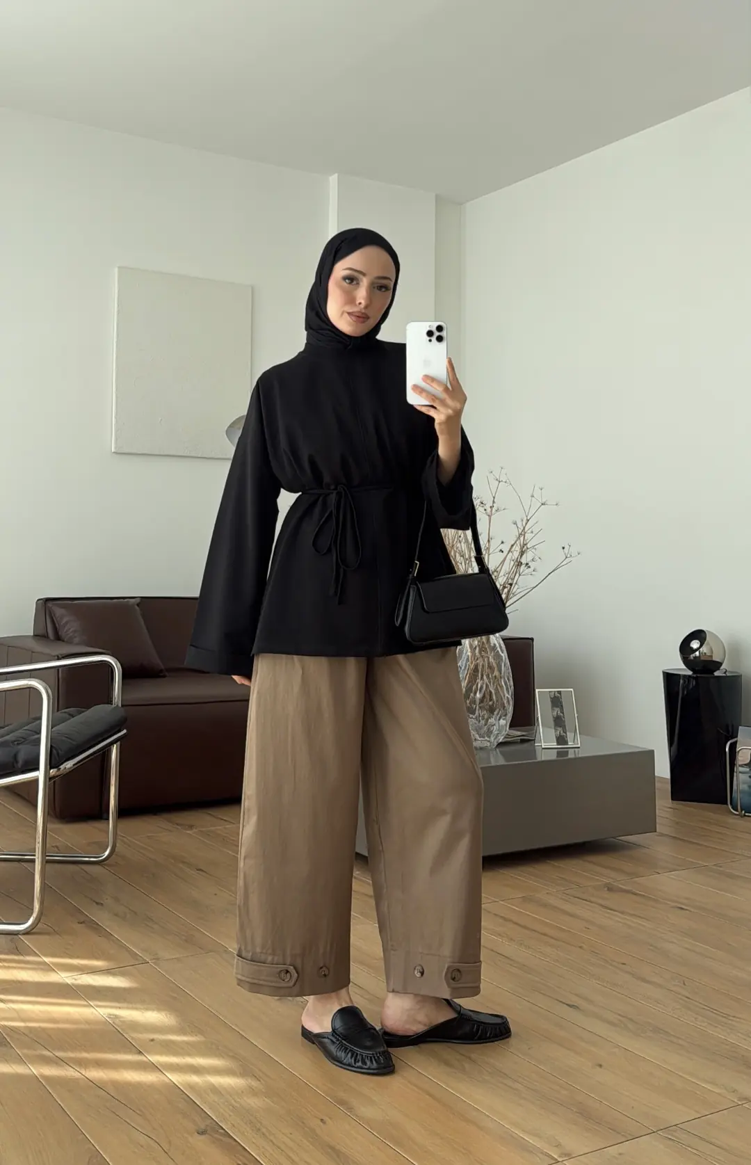 Bağlamalı Yanı Yırtmaç Detay Sweatshırt Siyah