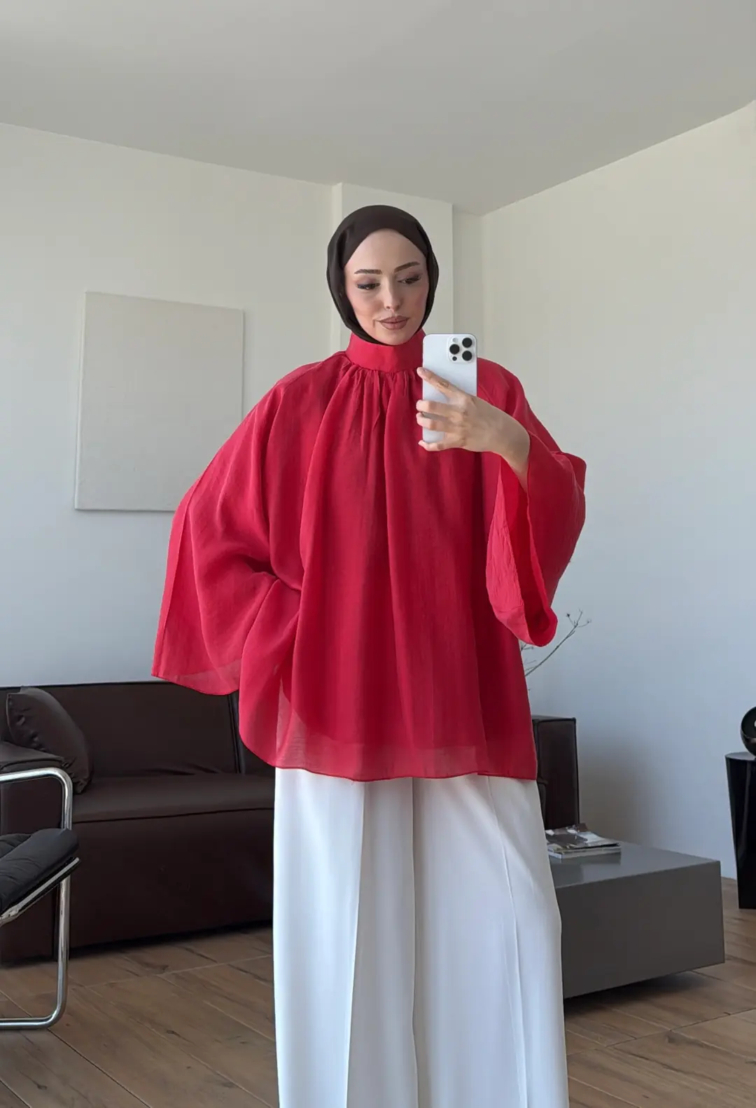 Arya Geniş Kol Bluz Kırmızı