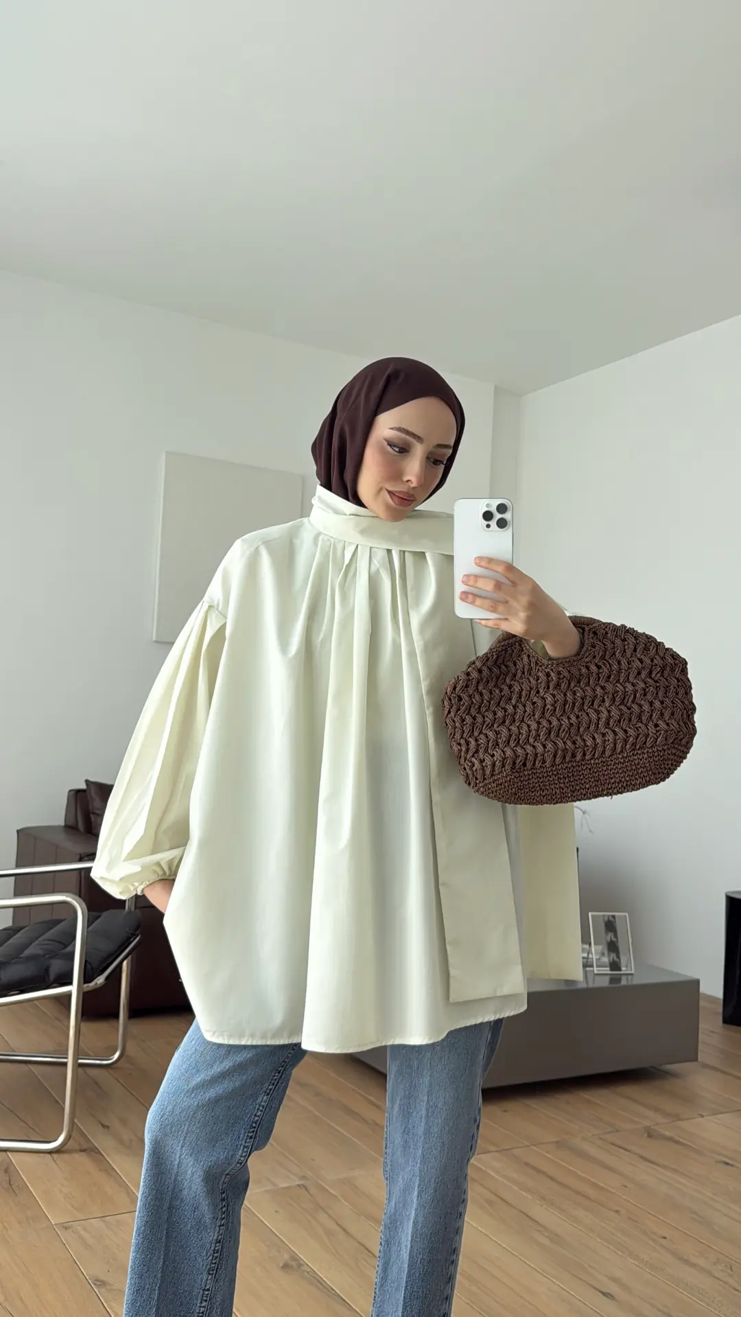Şallı Pileli Bluz