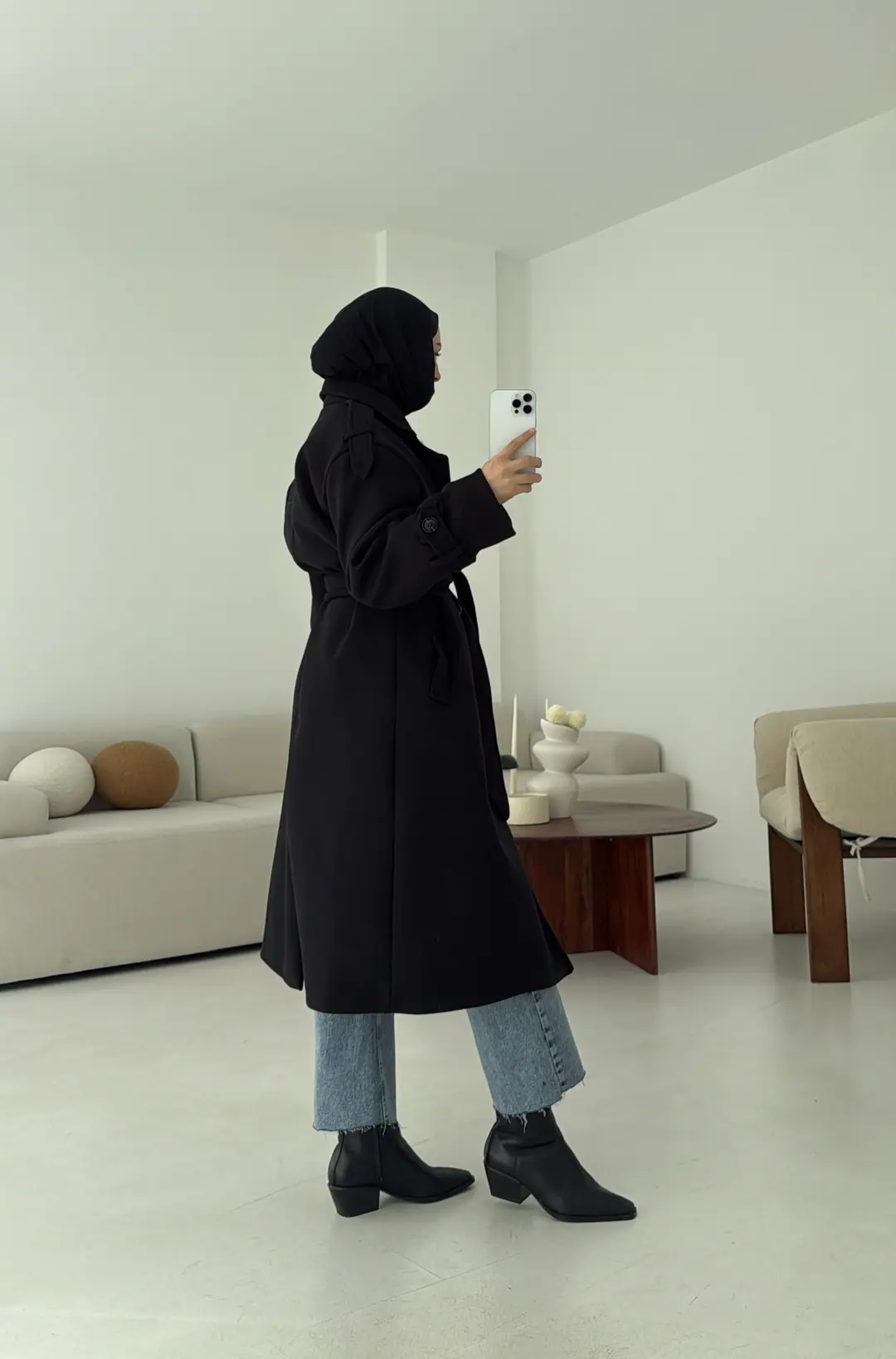 Premium Uzun Kaşe Kaban Siyah