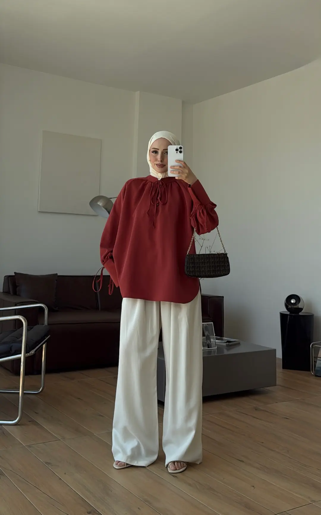 Bağcık Detay Bluz Kiremit