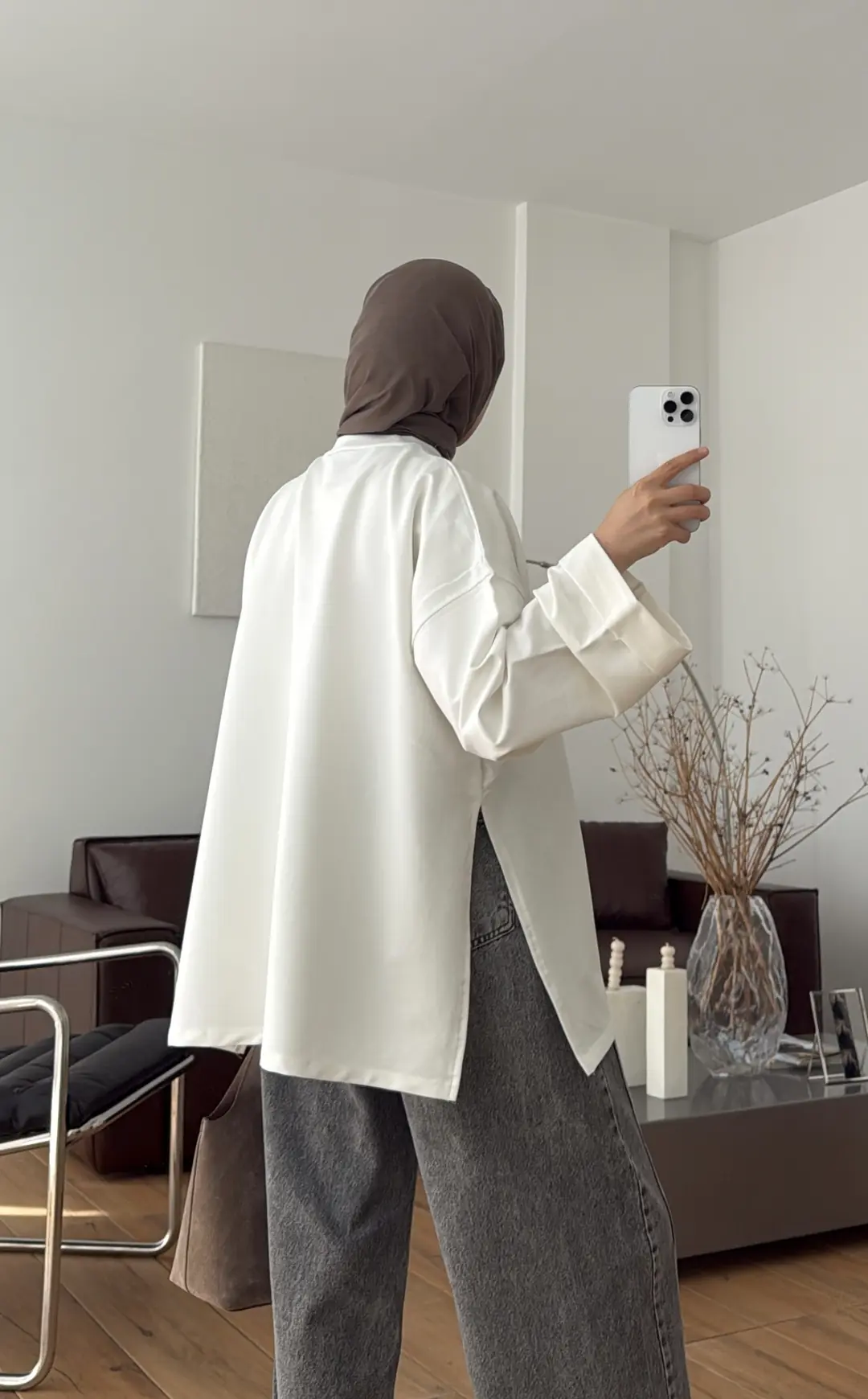Bağlamalı Yanı Yırtmaç Detay Sweatshırt Ekru