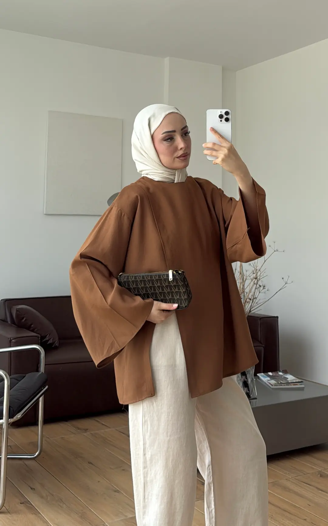 Kapaklı Bluz Açık Kahve