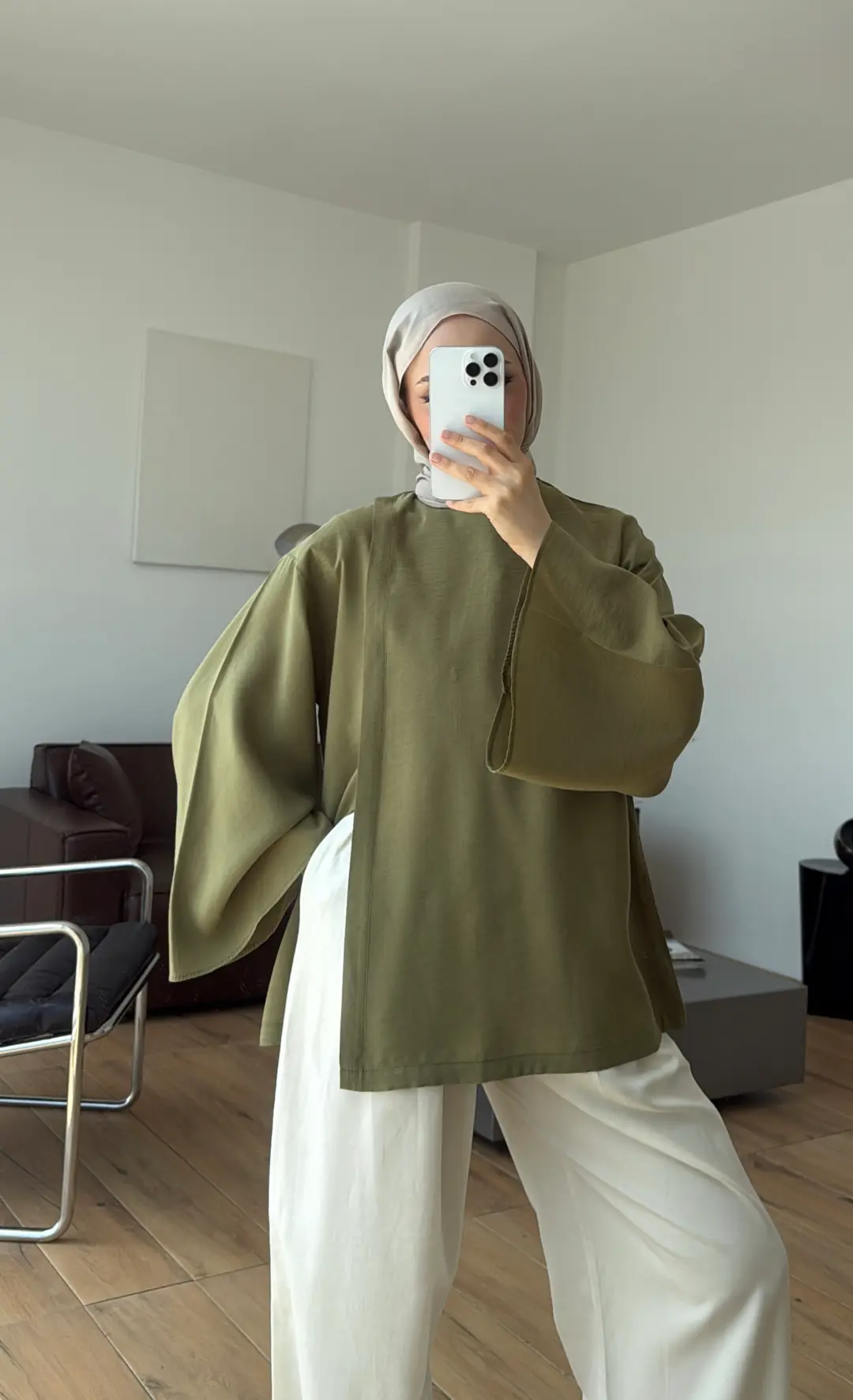 Blùm Yırtmaç Detay Bluz Açık Yeşil