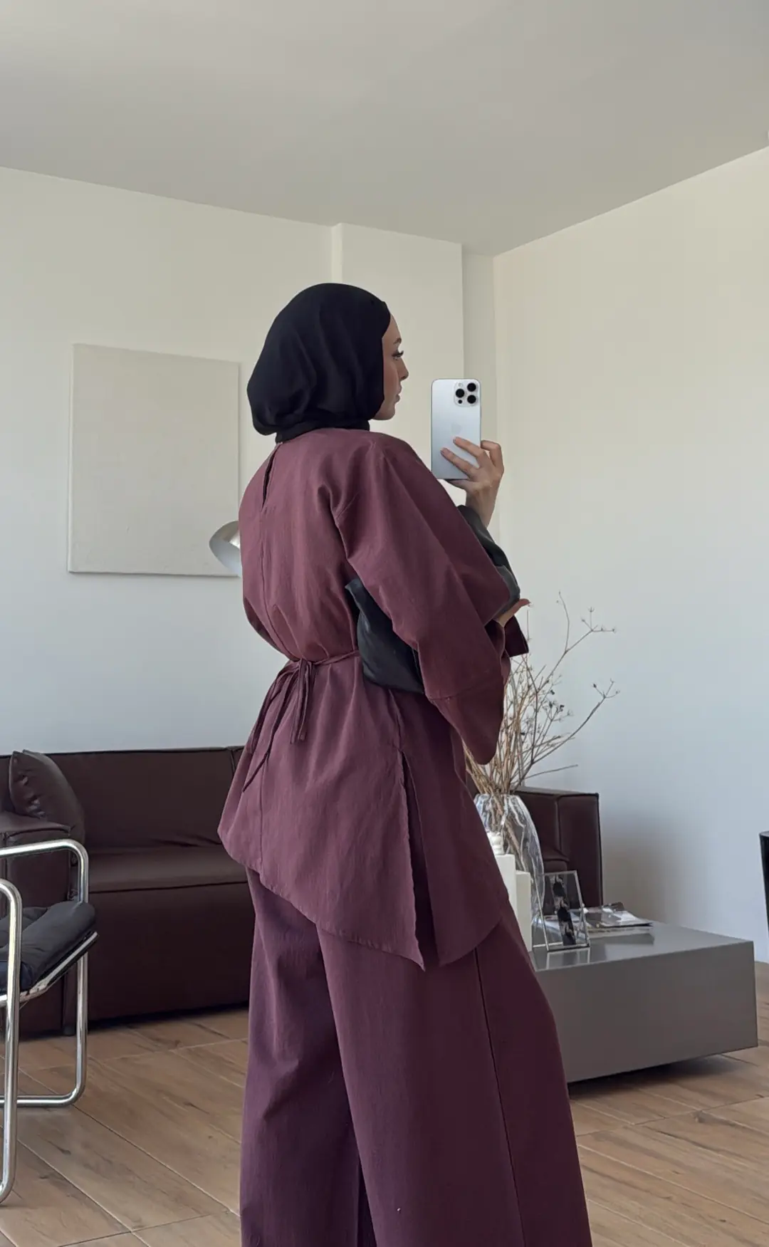 Yırtmaçlı Takım Bordo