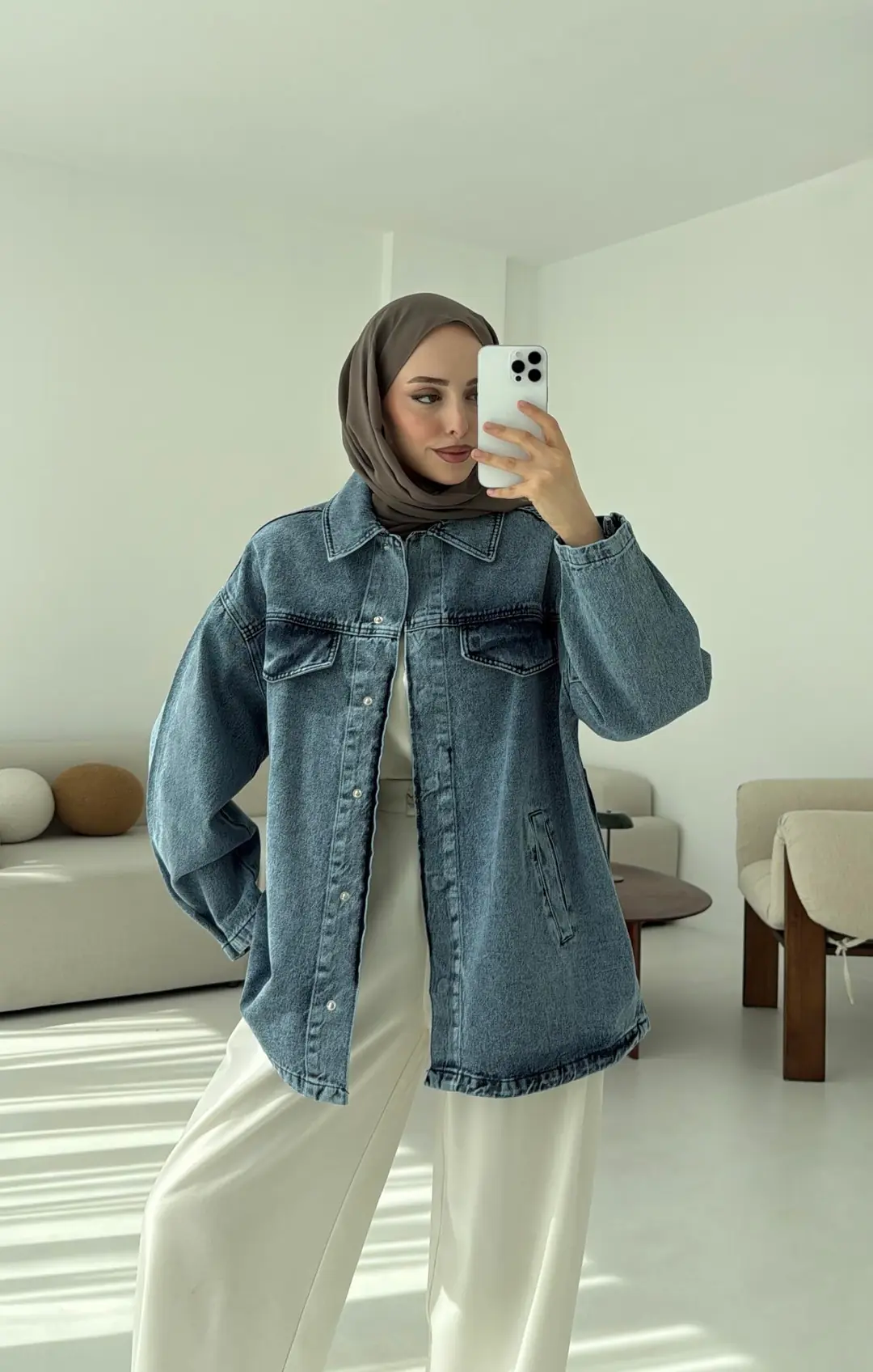 Bağlamalı Denim Ceket