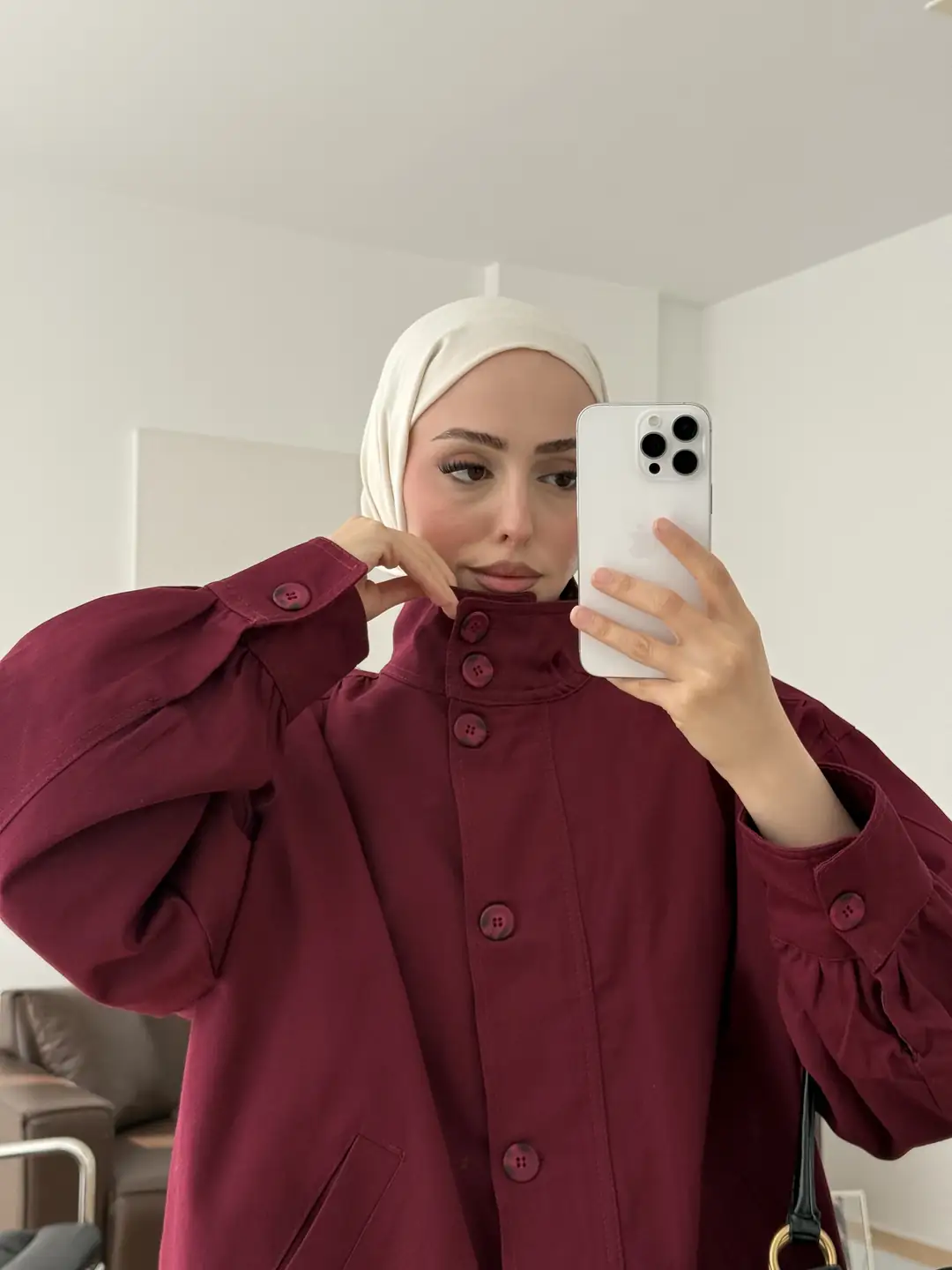 Gabardin Bomber Ceket Bordo