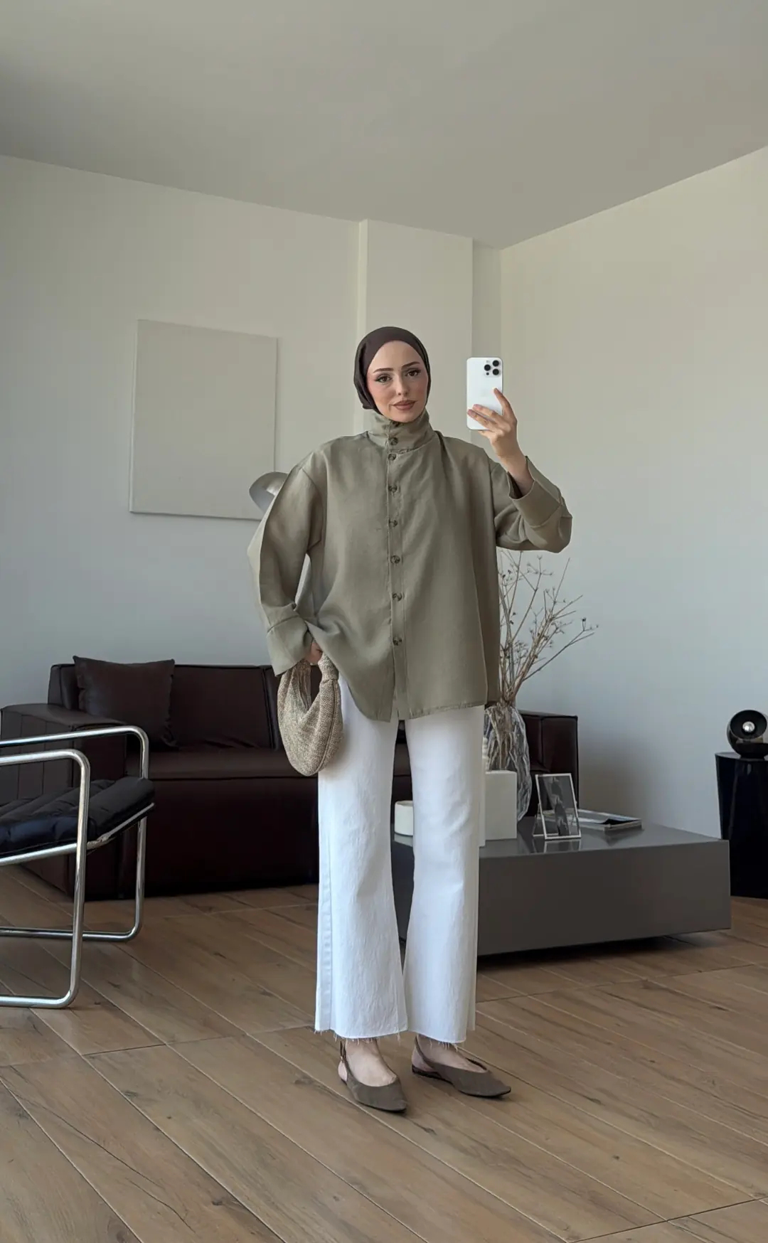 Dik Yaka Gömlek Olive