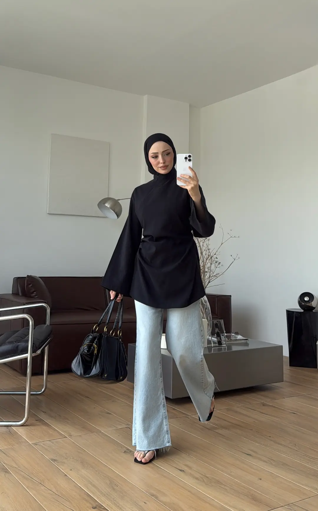 Modal Tasarım Bluz Siyah
