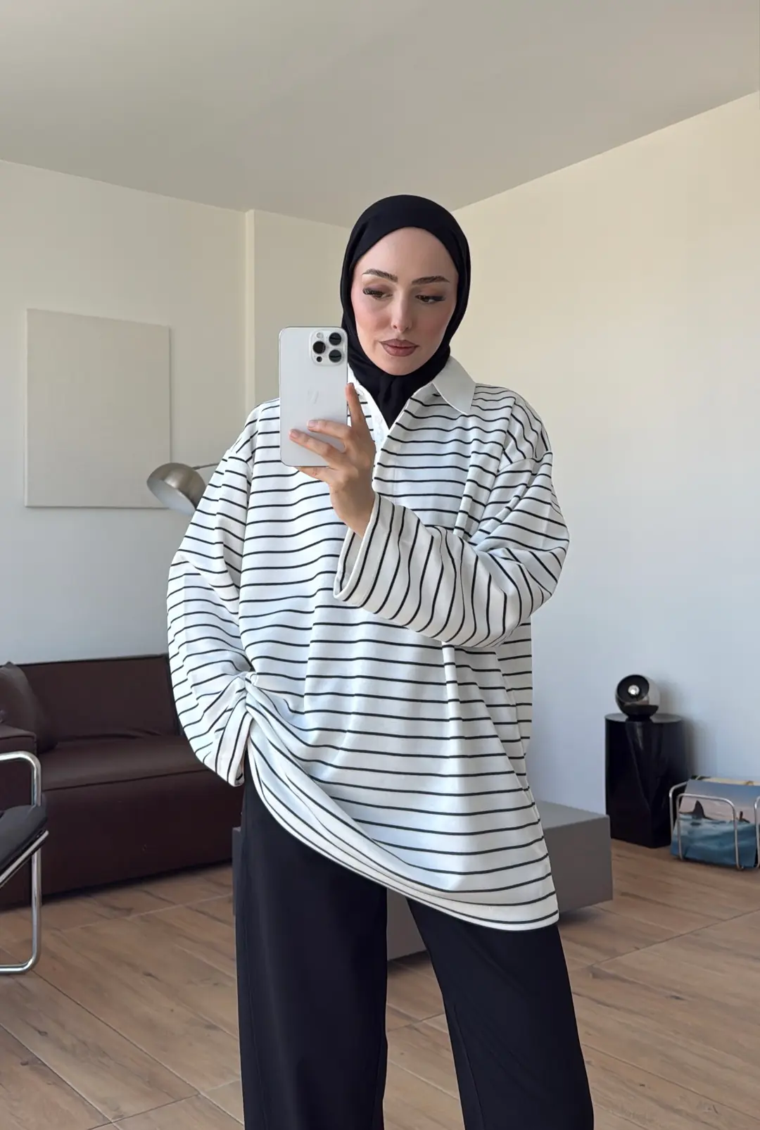Gizli Patlı Çizgili Sweatshırt
