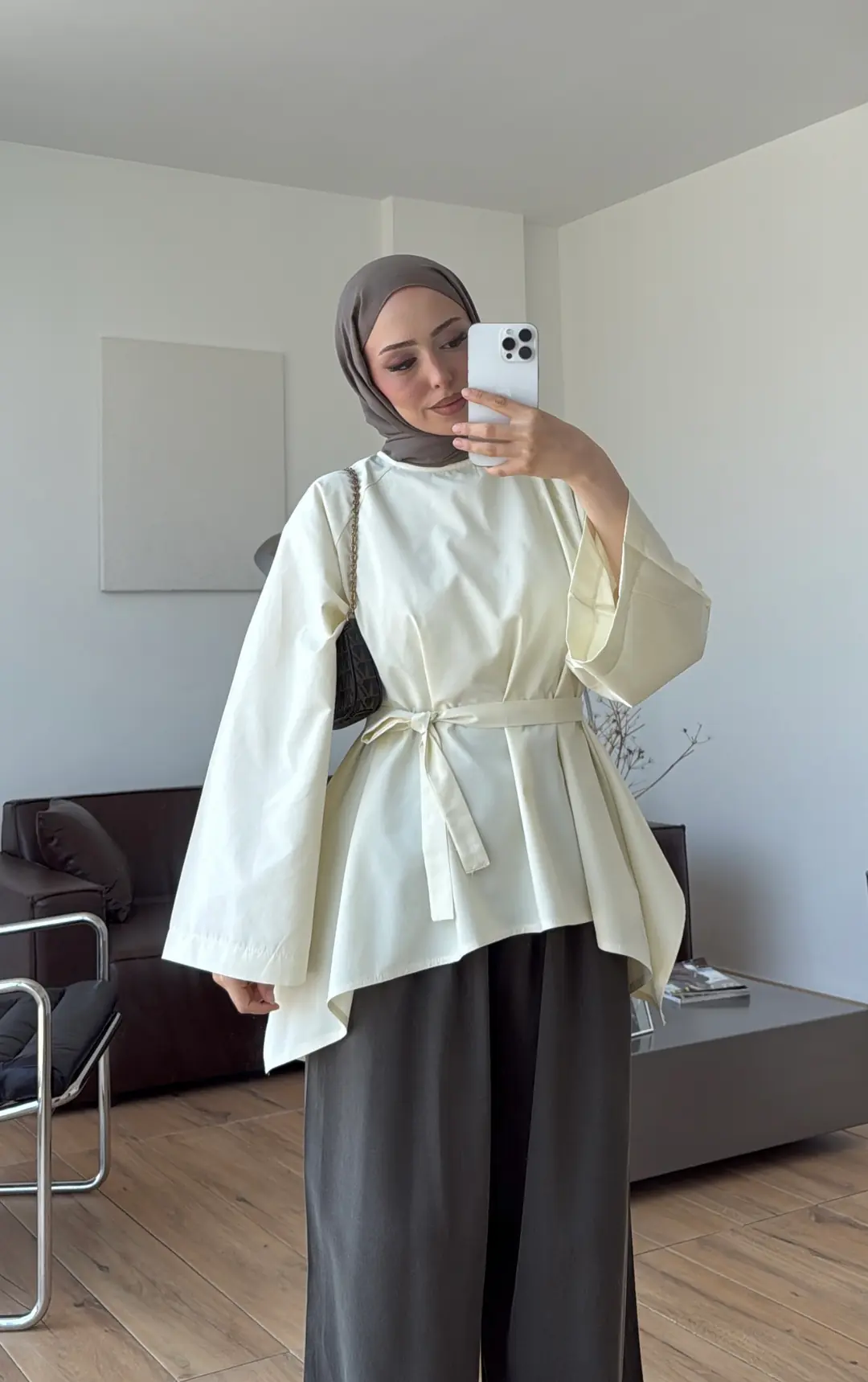 Dalgalı Tunik Ekru