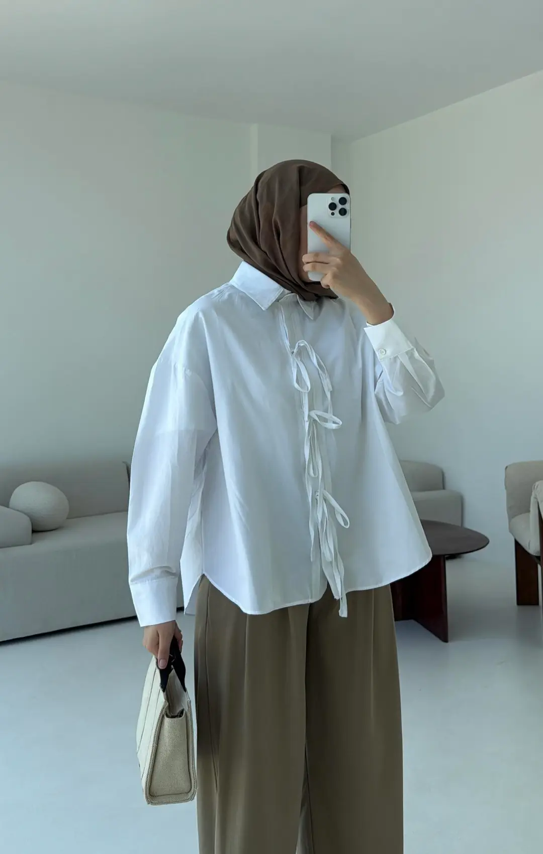 Poplin Baglamlı  Gömlek Beyaz