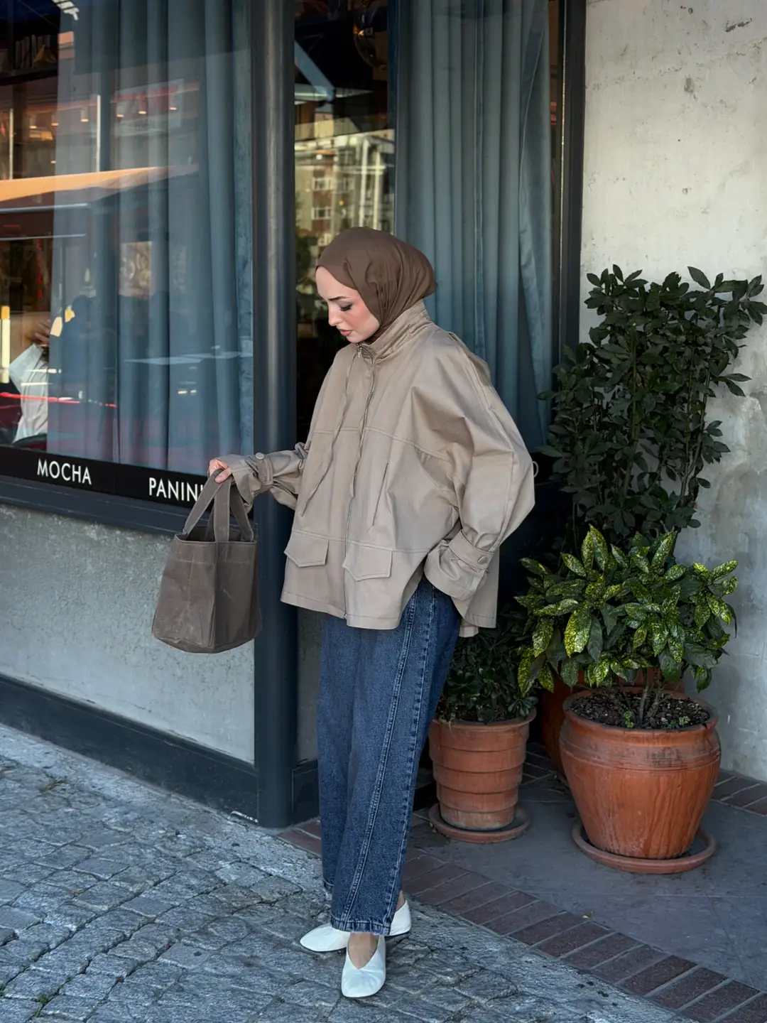 Lara Kuşak Detay Oversize Ceket Vizon