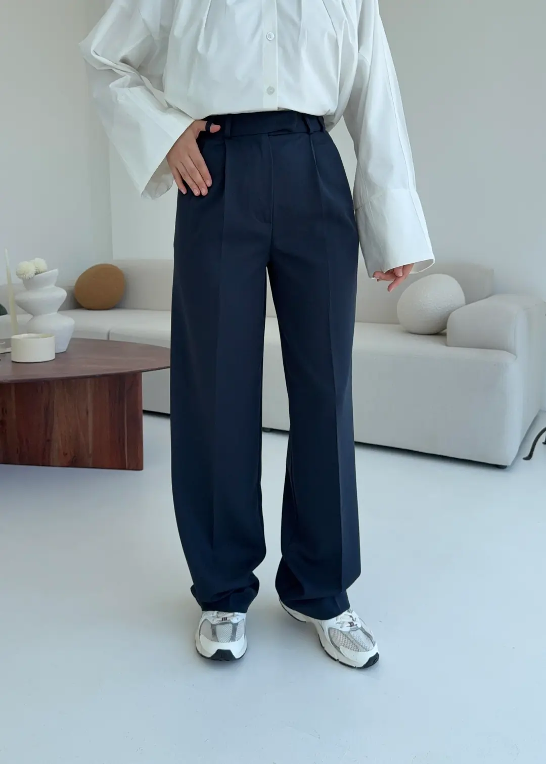 Krep Palazzo Pantalon Lacivert