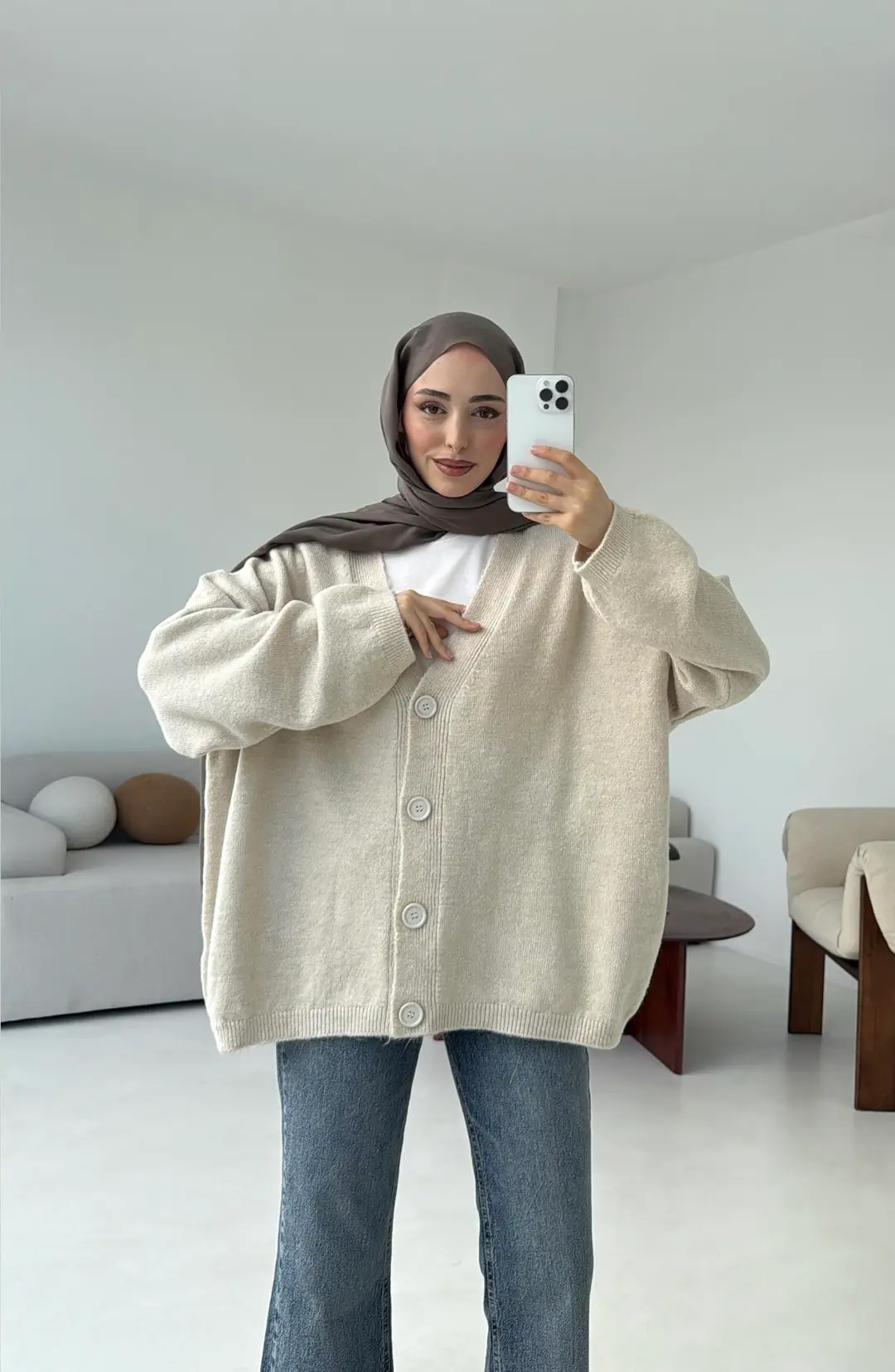 Oversize Yünlü Kazak Taş