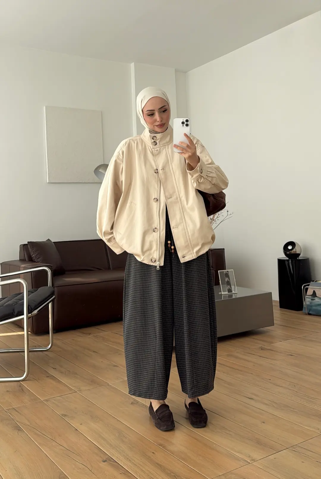 Gabardin Bomber Ceket Bej
