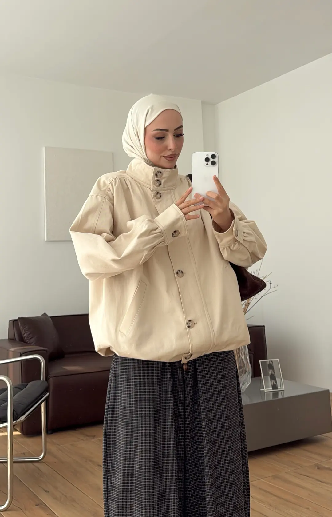 Gabardin Bomber Ceket Bej