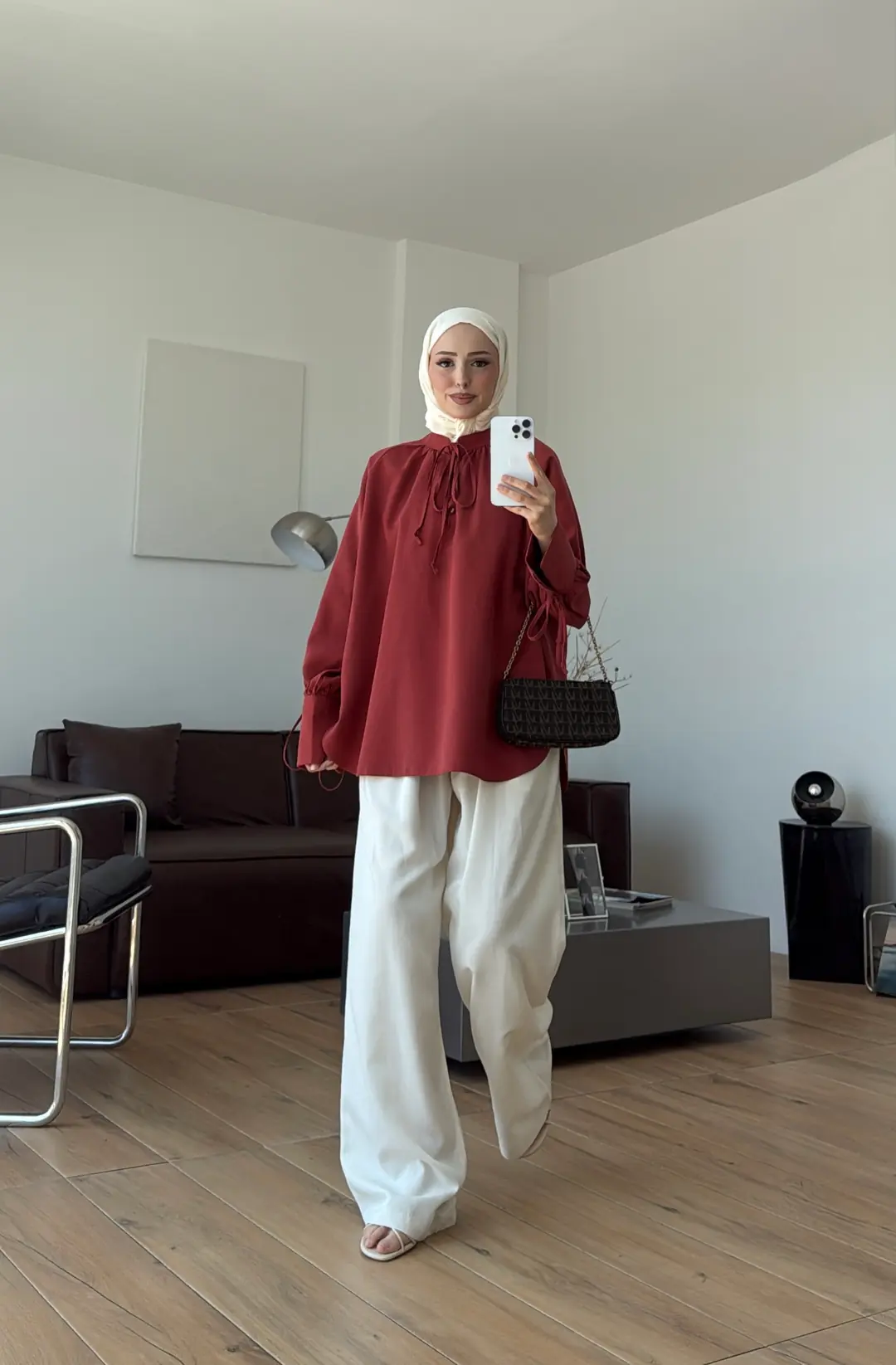 Bağcık Detay Bluz Kiremit