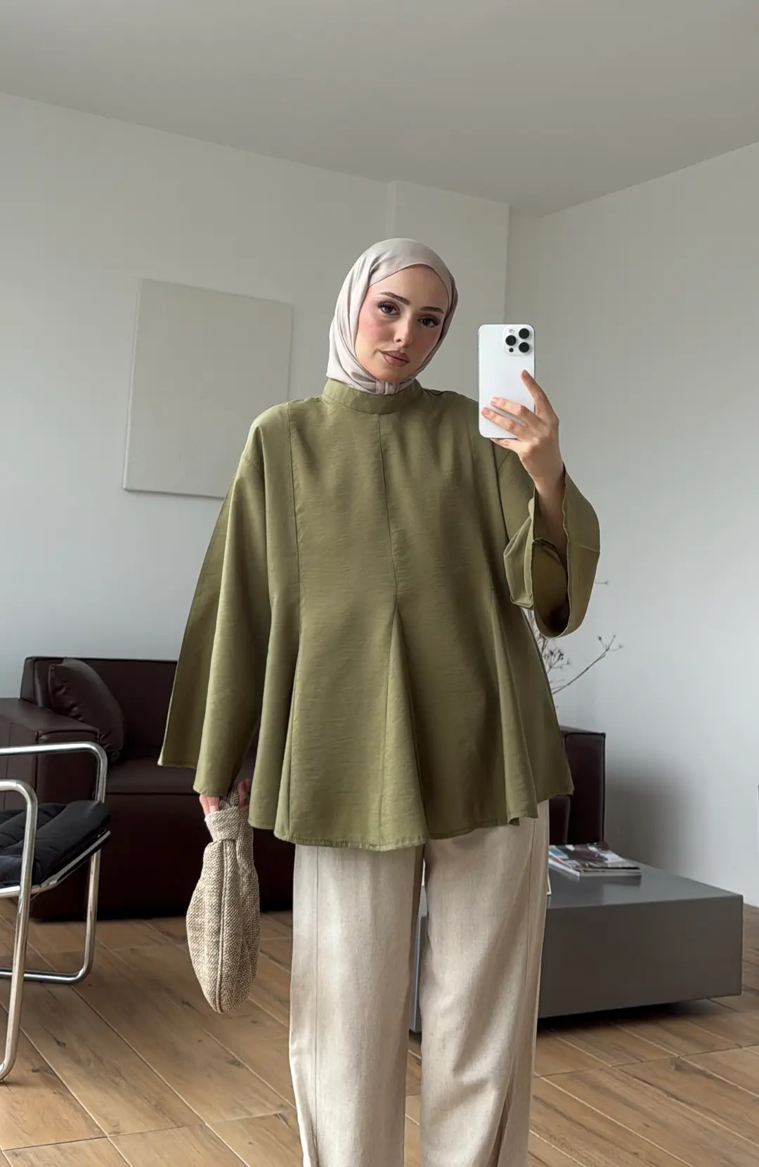 Volanlı Modal Gömlek Açık Yeşil