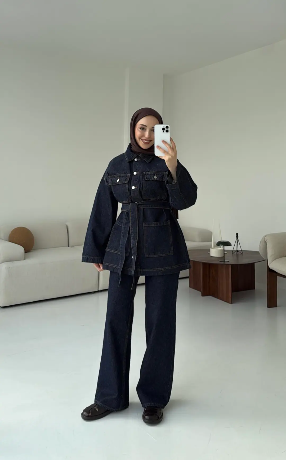 Seyyar Kemerli Denim Takım