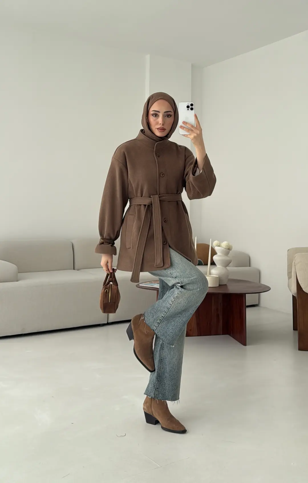 Hakim Yaka Atkılı Ceket/Kaban Camel