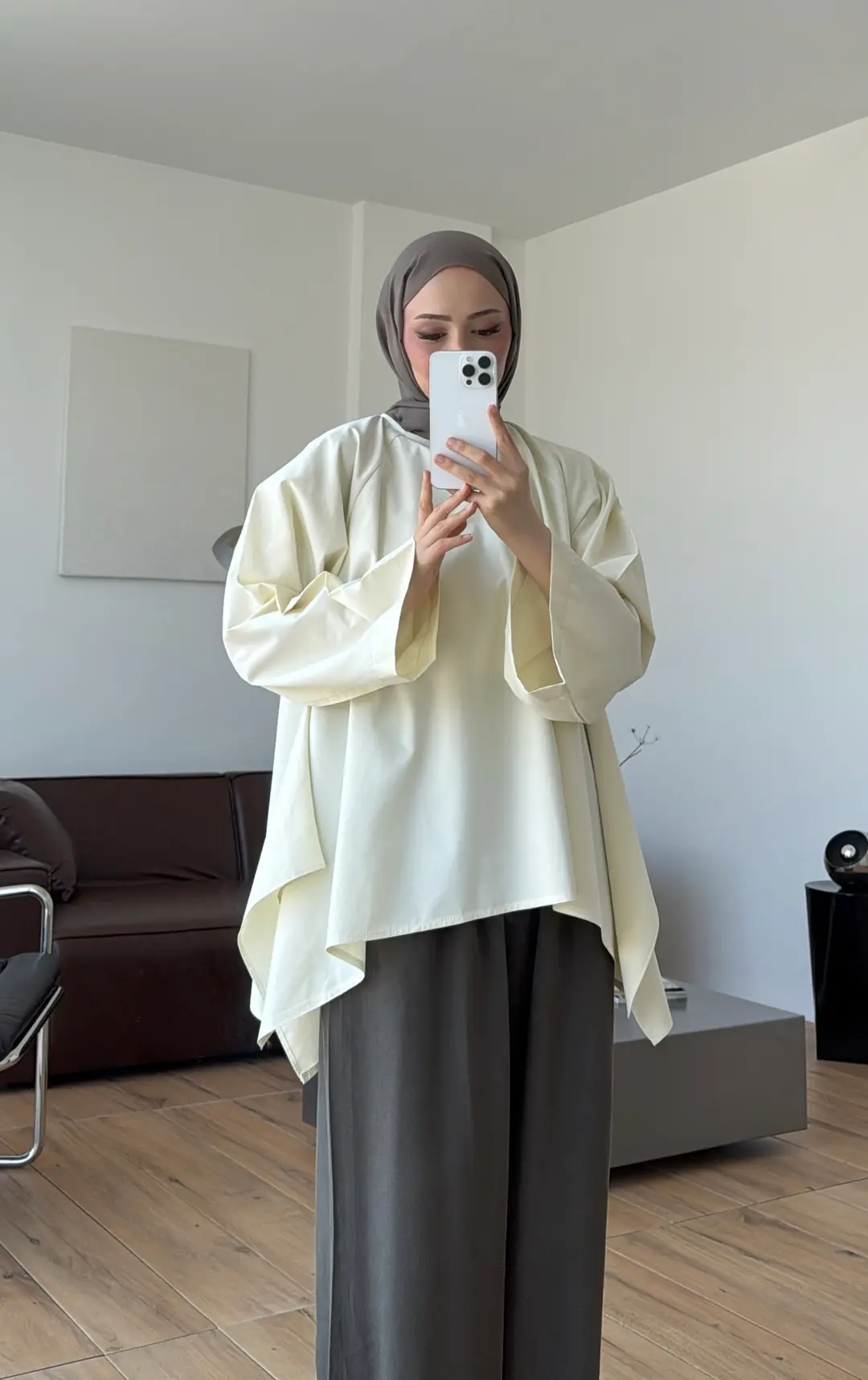 Dalgalı Tunik Ekru