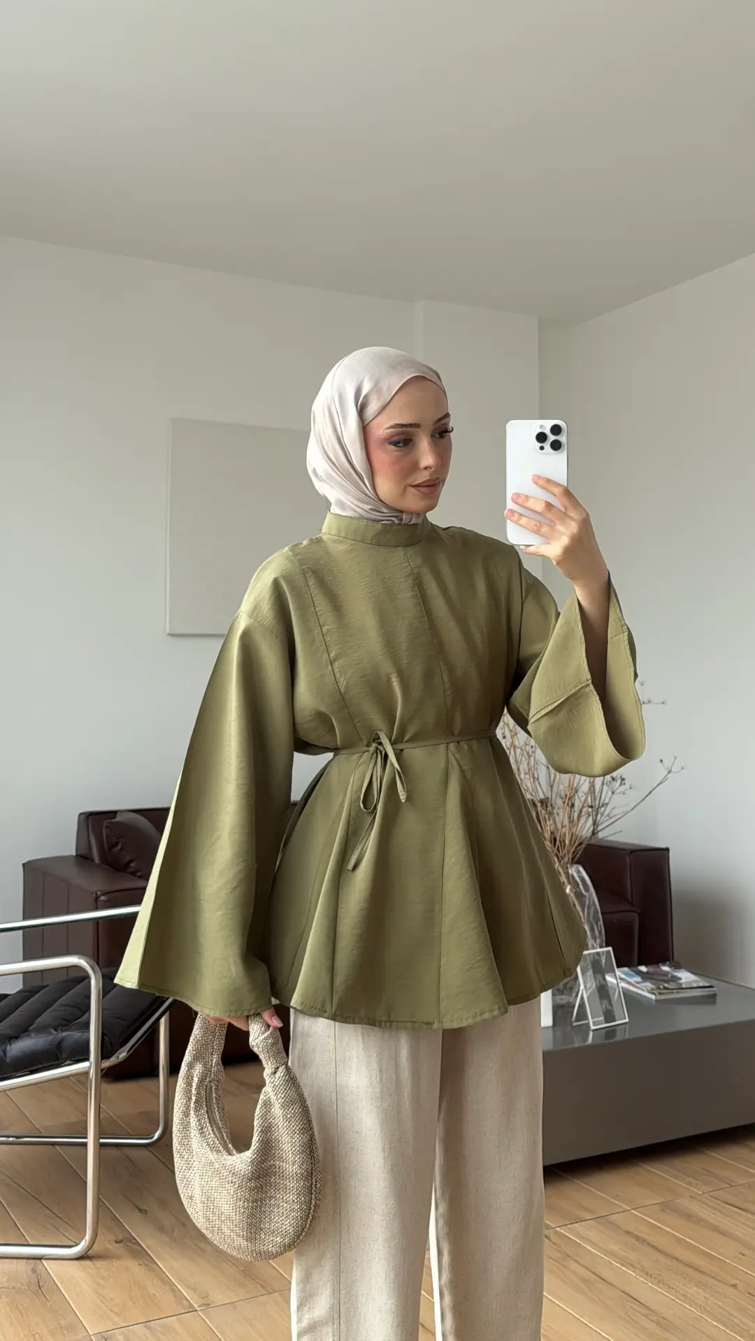Volanlı Modal Gömlek Açık Yeşil