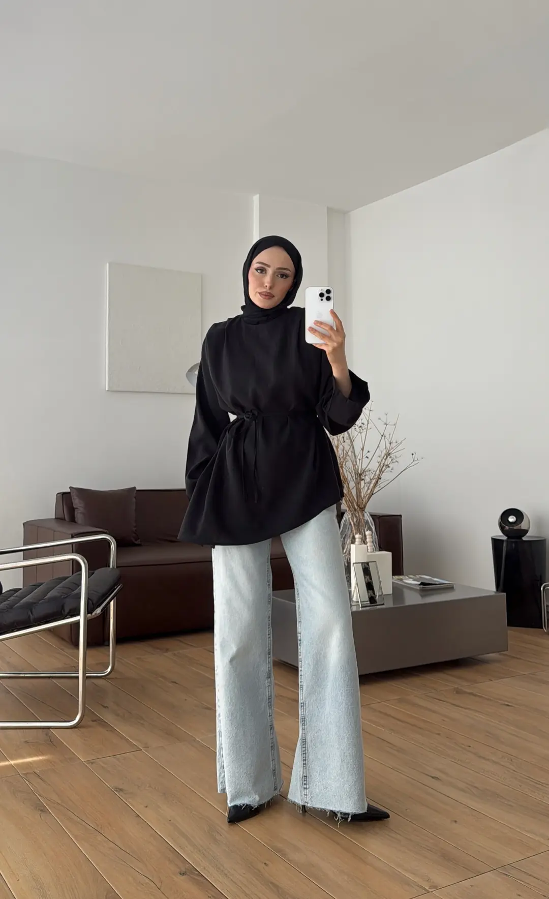 Vatkalı Asimetrik Bluz Siyah