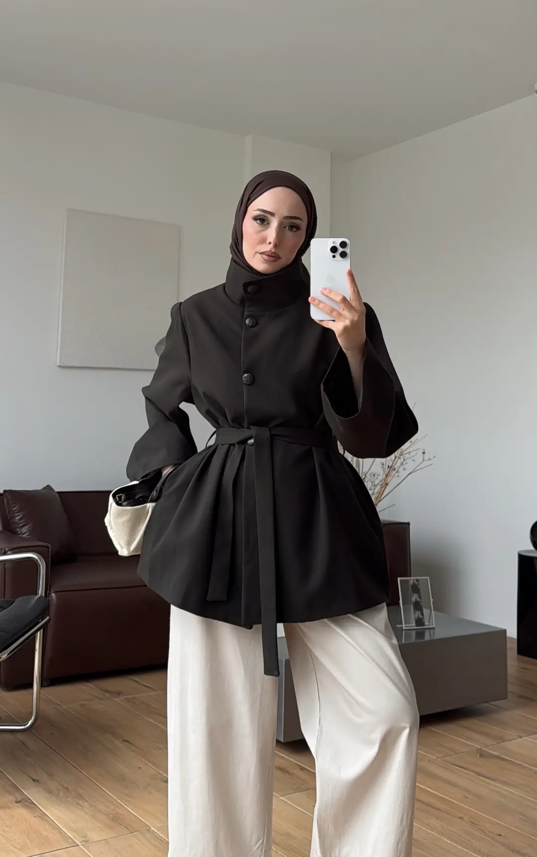Geniş Kol Kuşaklı Ceket Zümrüt