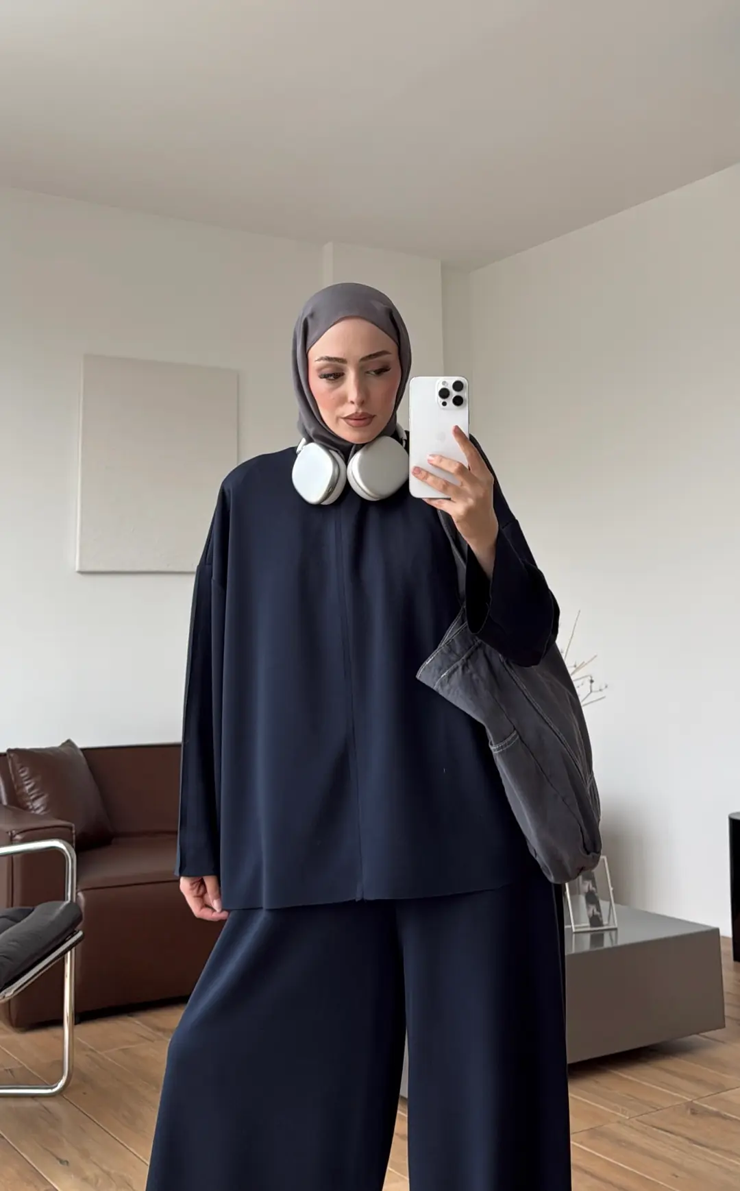 Oysho Dökümlü Bluzlu Takım Lacivert