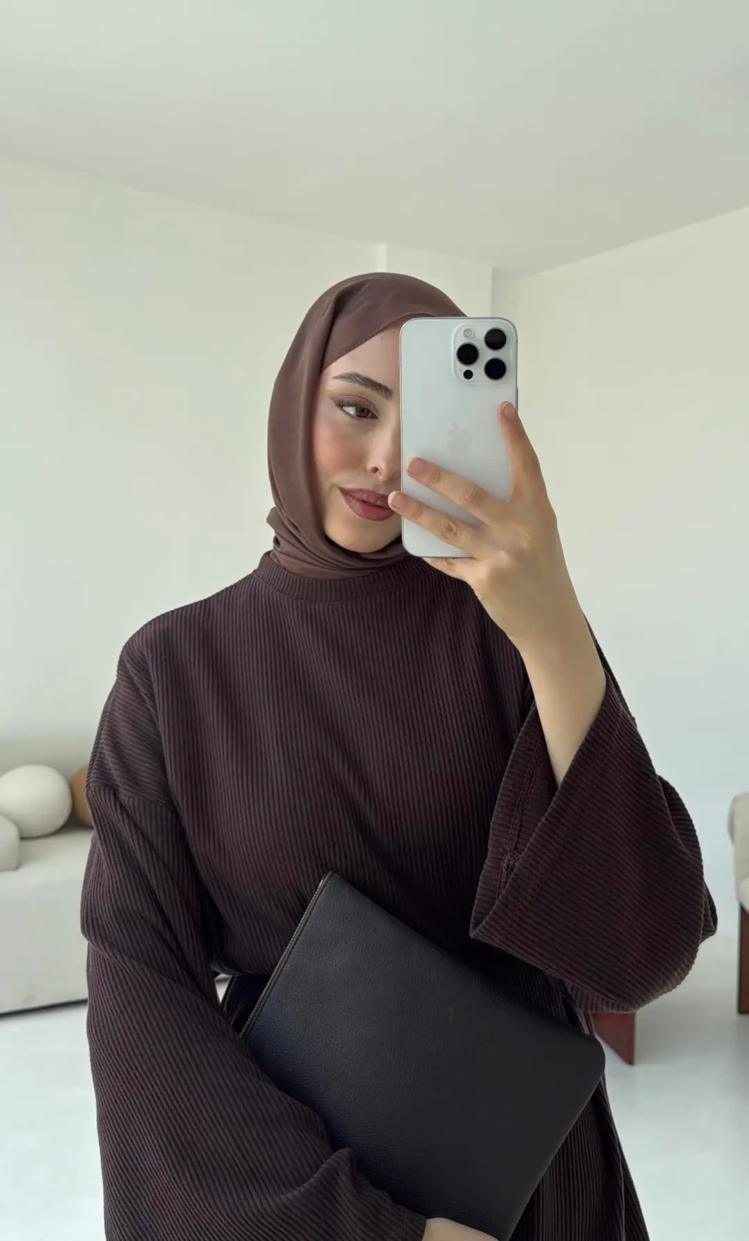 Biyeli Kaşkorse Tunik Kahve