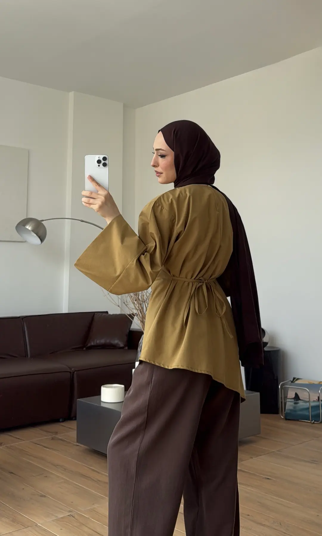 Ela Poplin Kalın Manşetli Bluz Hardal
