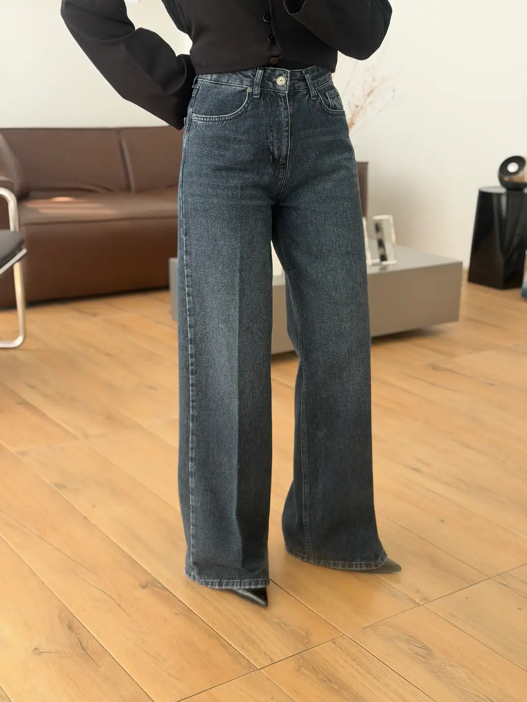 Koyu Mavi Wide Leg Jean